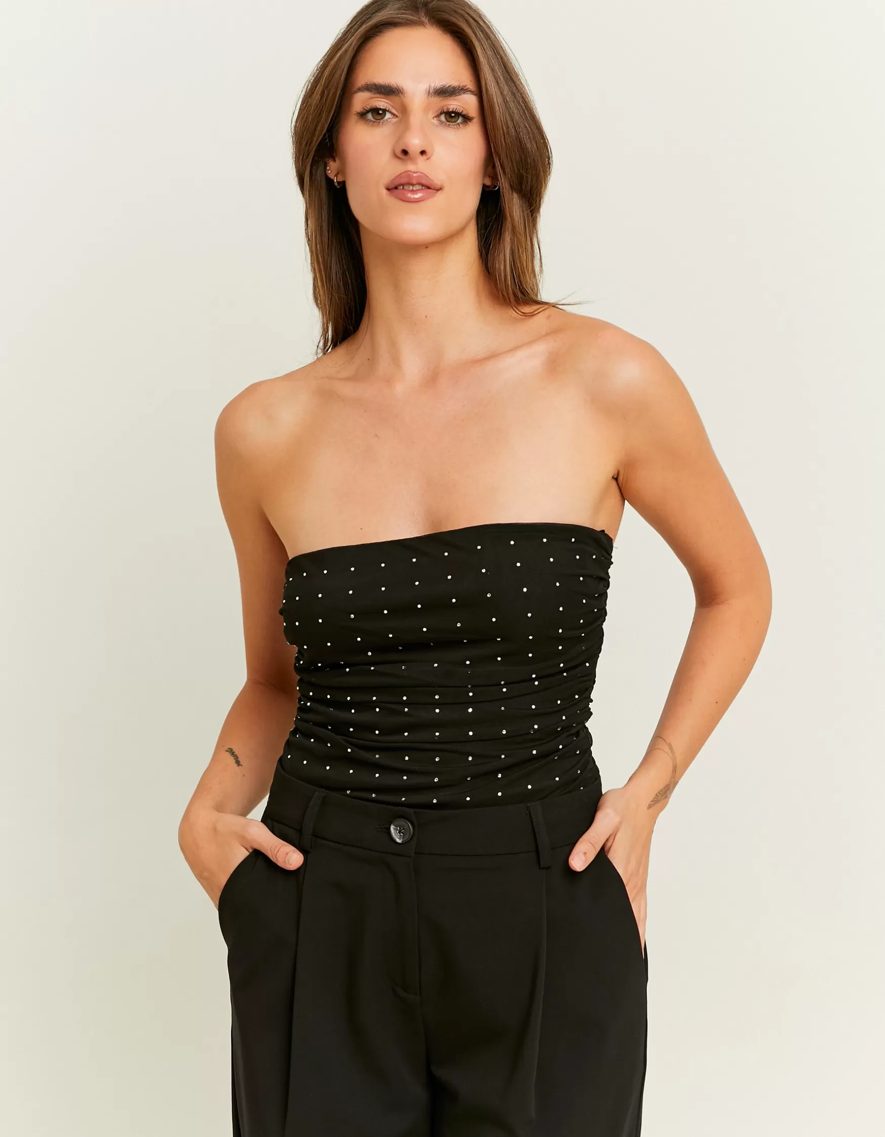 Cheap Body Bandeau Froncé avec Strass Body