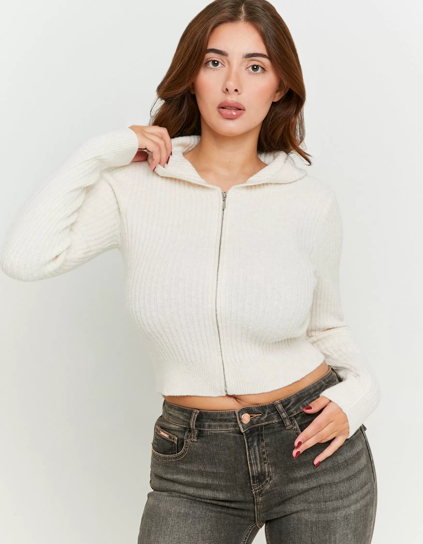 Discount Cardigan Zippé à Capuche Maille