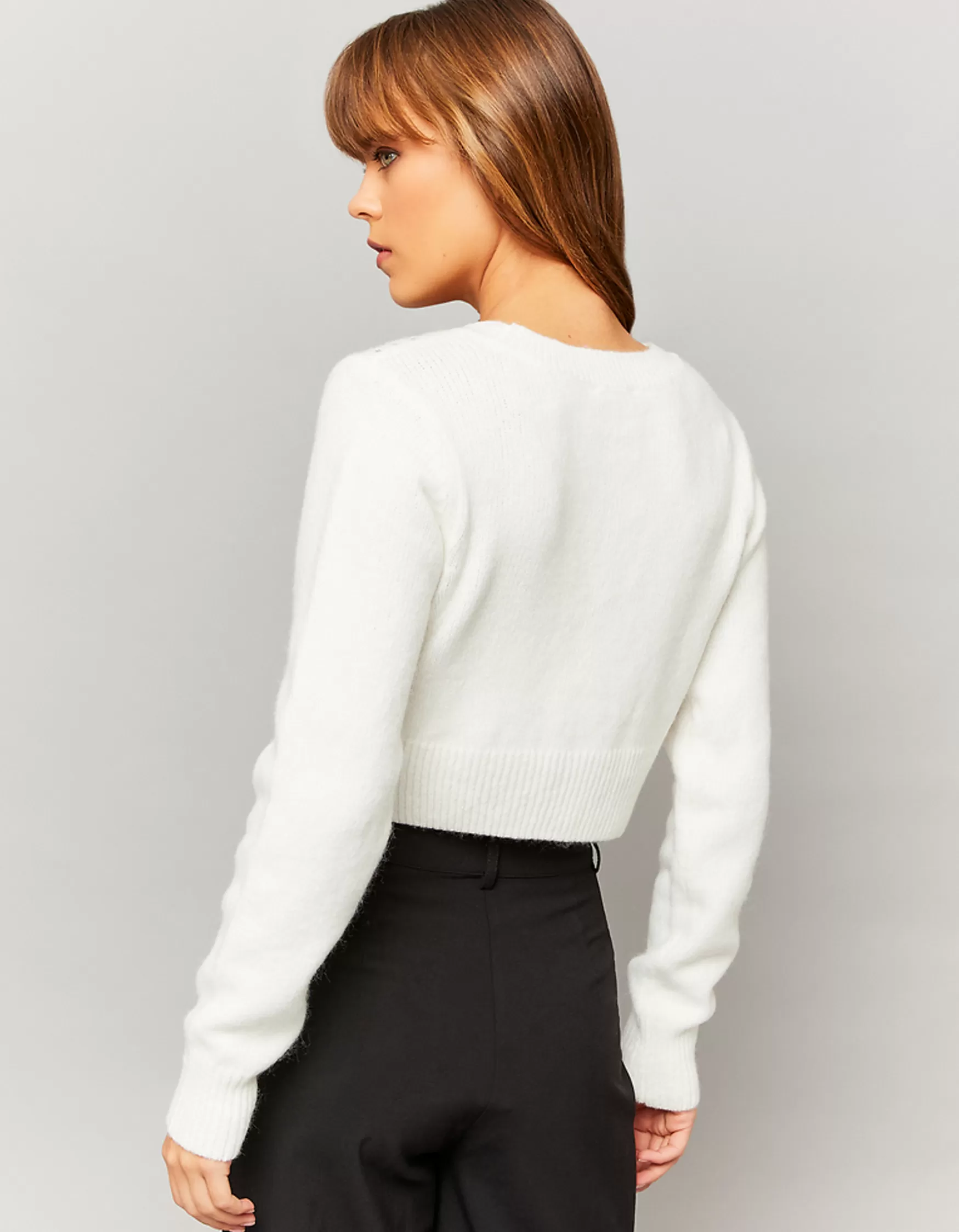 Store Cardigan court avec strass Maille