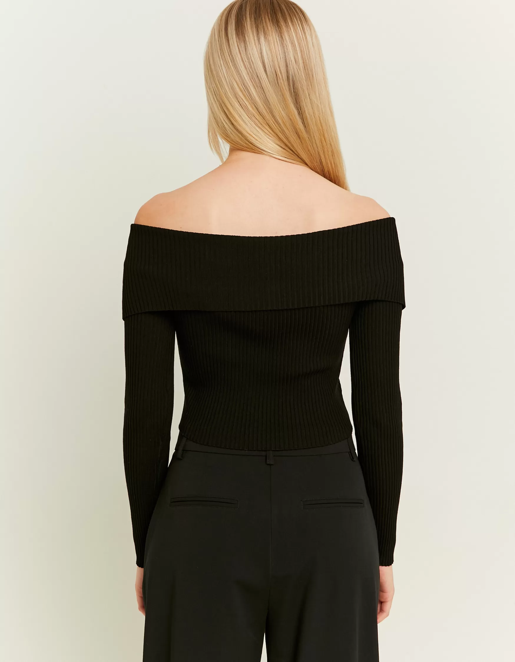 Fashion Cardigan Épaules Dénudées avec Zip Maille