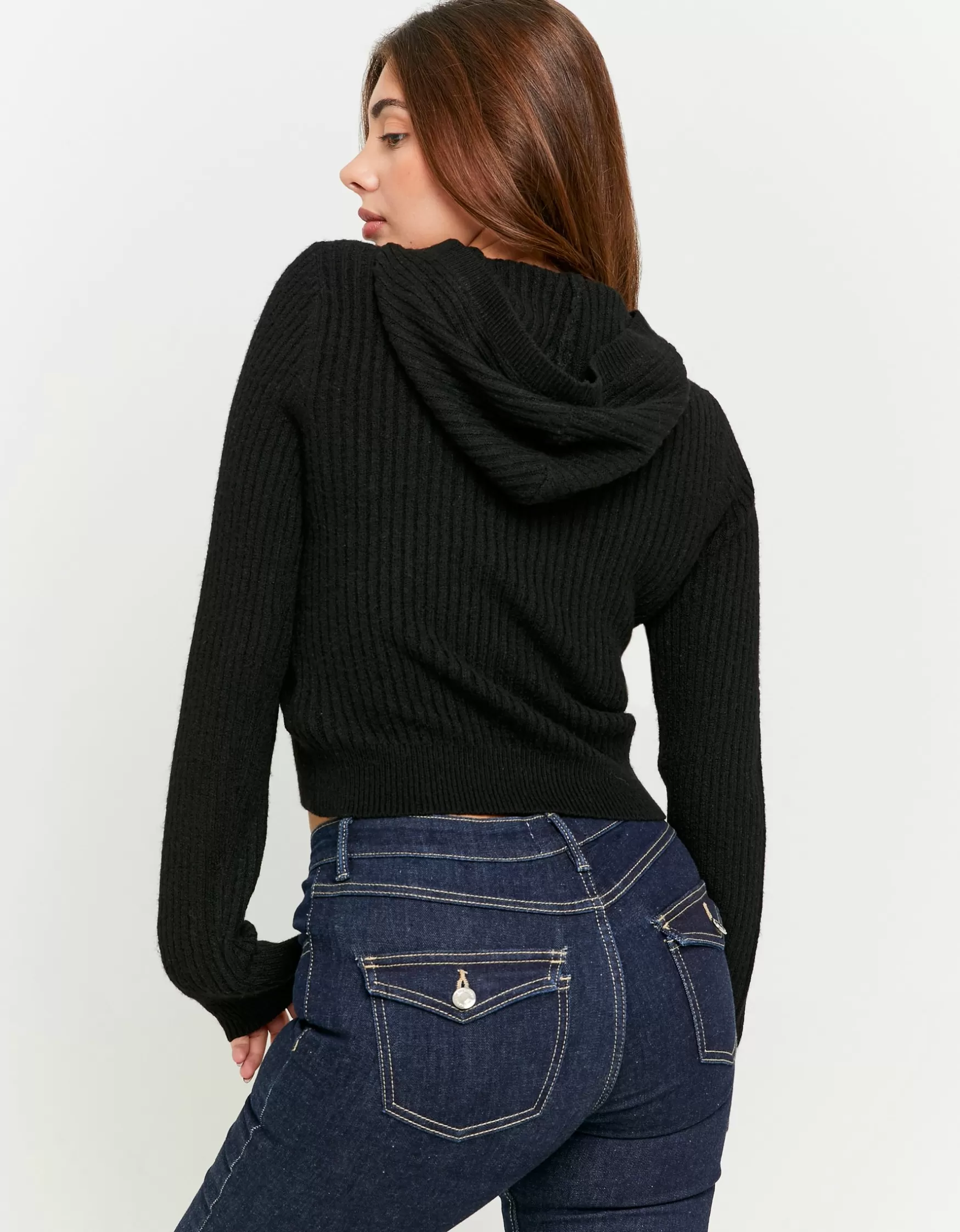 Fashion Cardigan Zippé à Capuche Maille