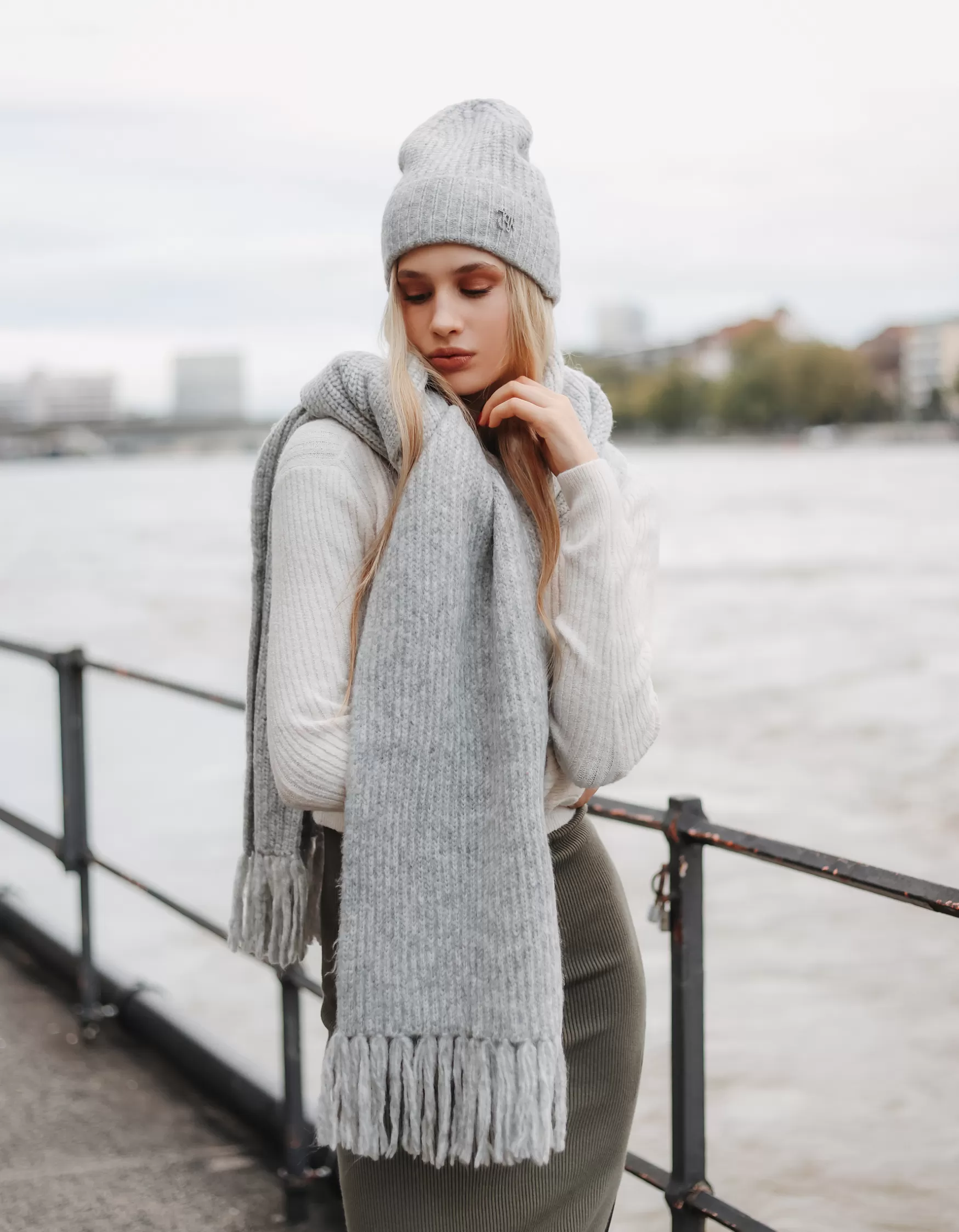 New Écharpe en Maille e à Franges Accessoires