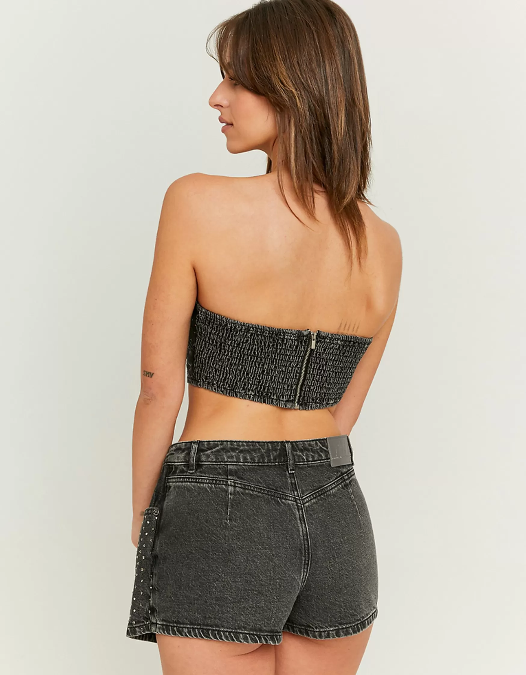 Outlet Crop Top en Jean avec Strass Tops | Total Look