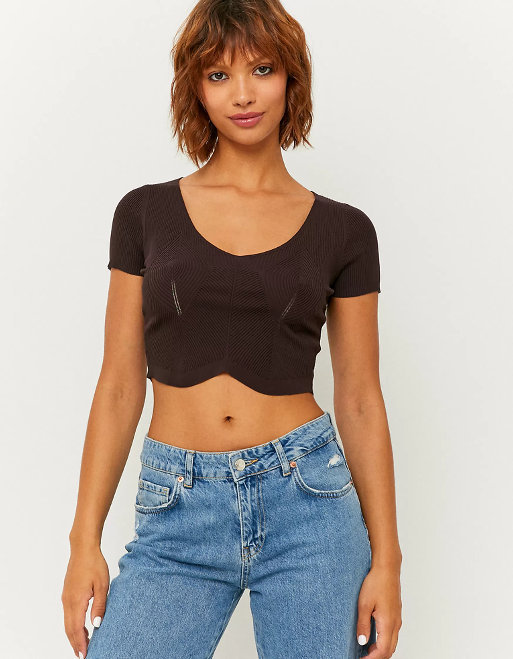 Fashion Crop Top en Maille Maille | Tops
