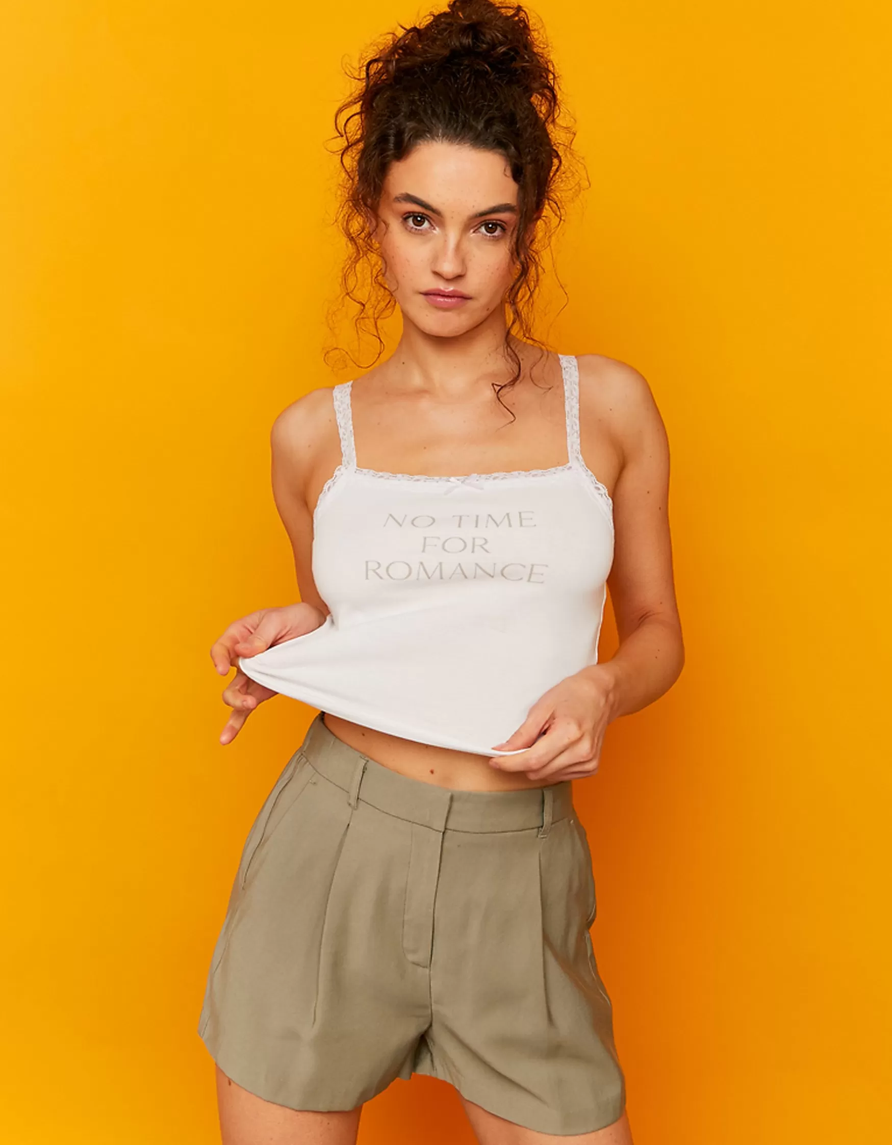 Online Débardeur Imprimé avec Détail en Dentelle T-Shirts Imprimés