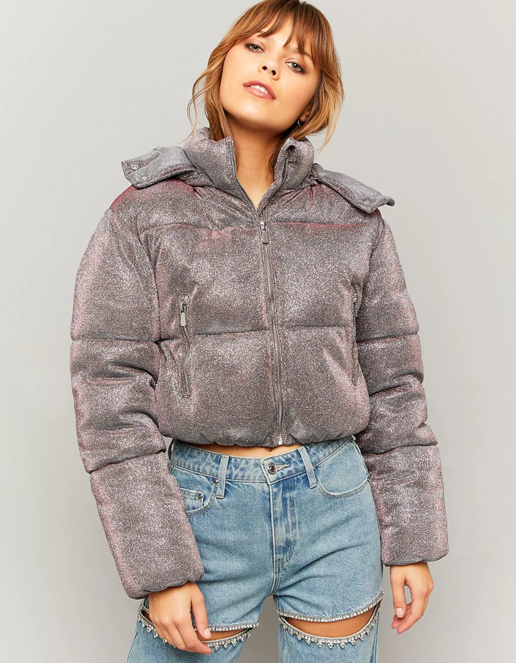 Outlet Doudoune brillante avec paillettes Vestes