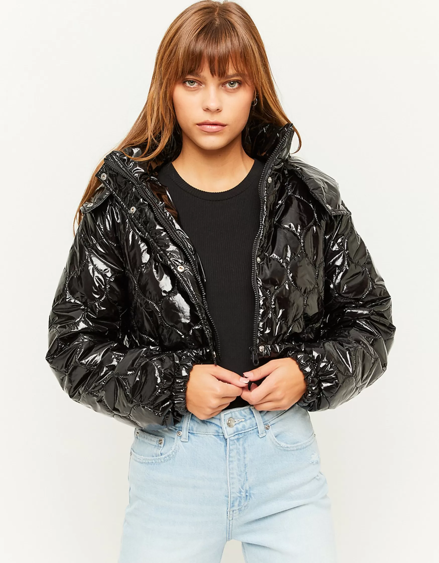 Clearance Doudoune Courte e Effet Vinyle Vestes