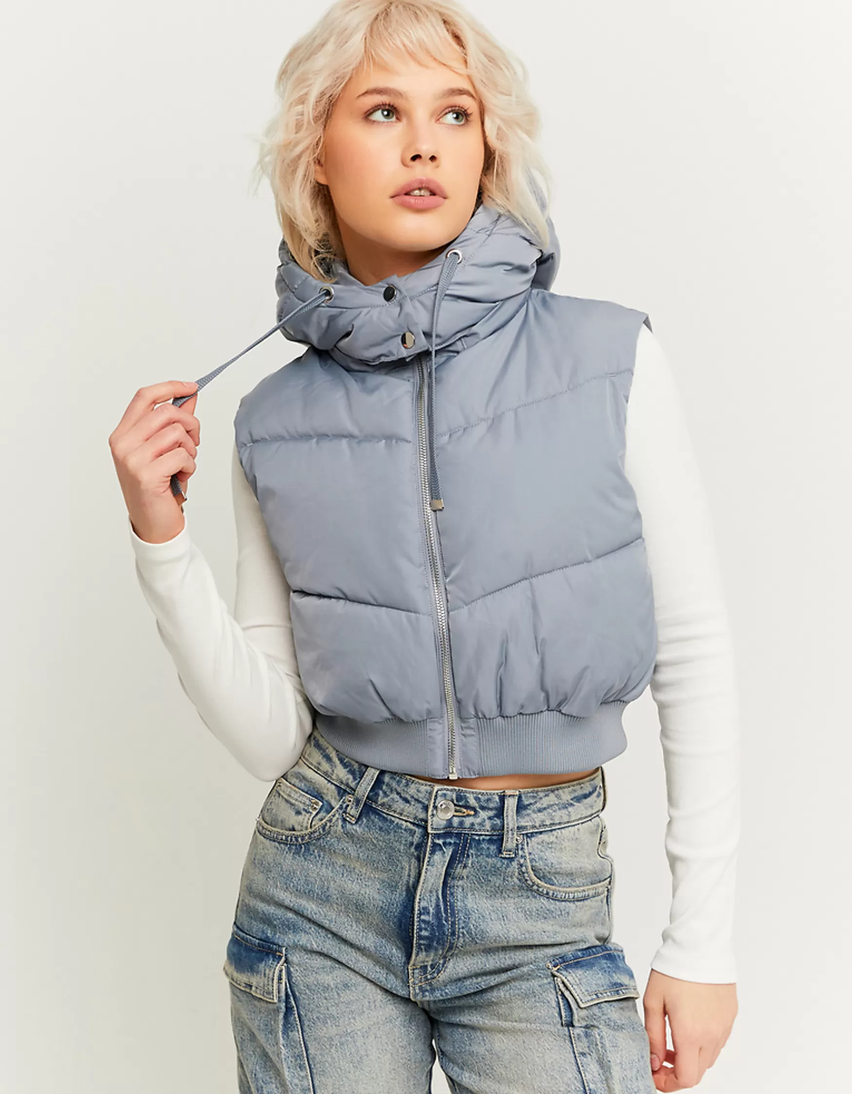 Store Doudoune Courte Sans Manches e avec Capuche Amovible Vestes