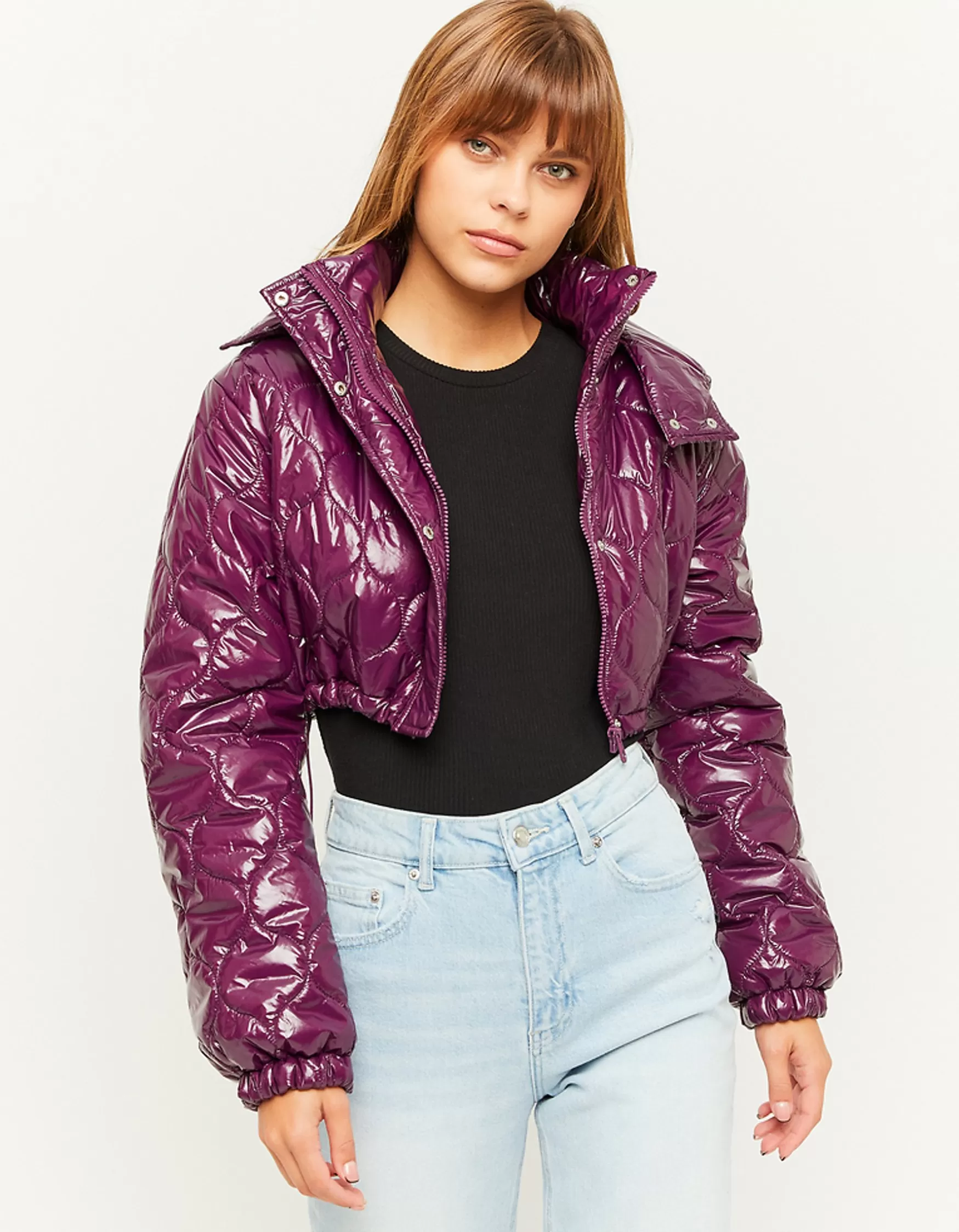 Cheap Doudoune Courte Effet Vinyle Vestes