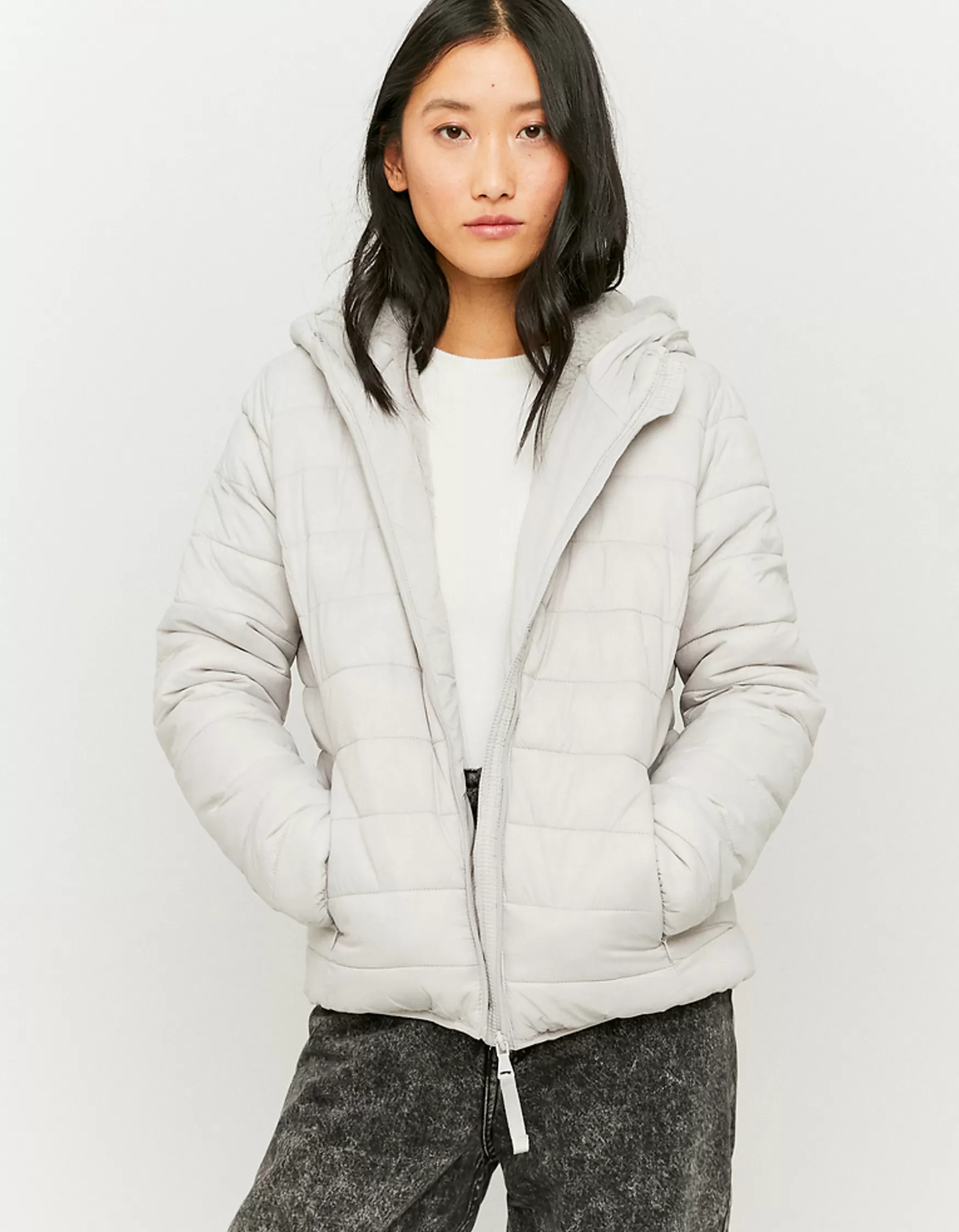 Sale Doudoune Doublée en Fausse Fourrure Vestes