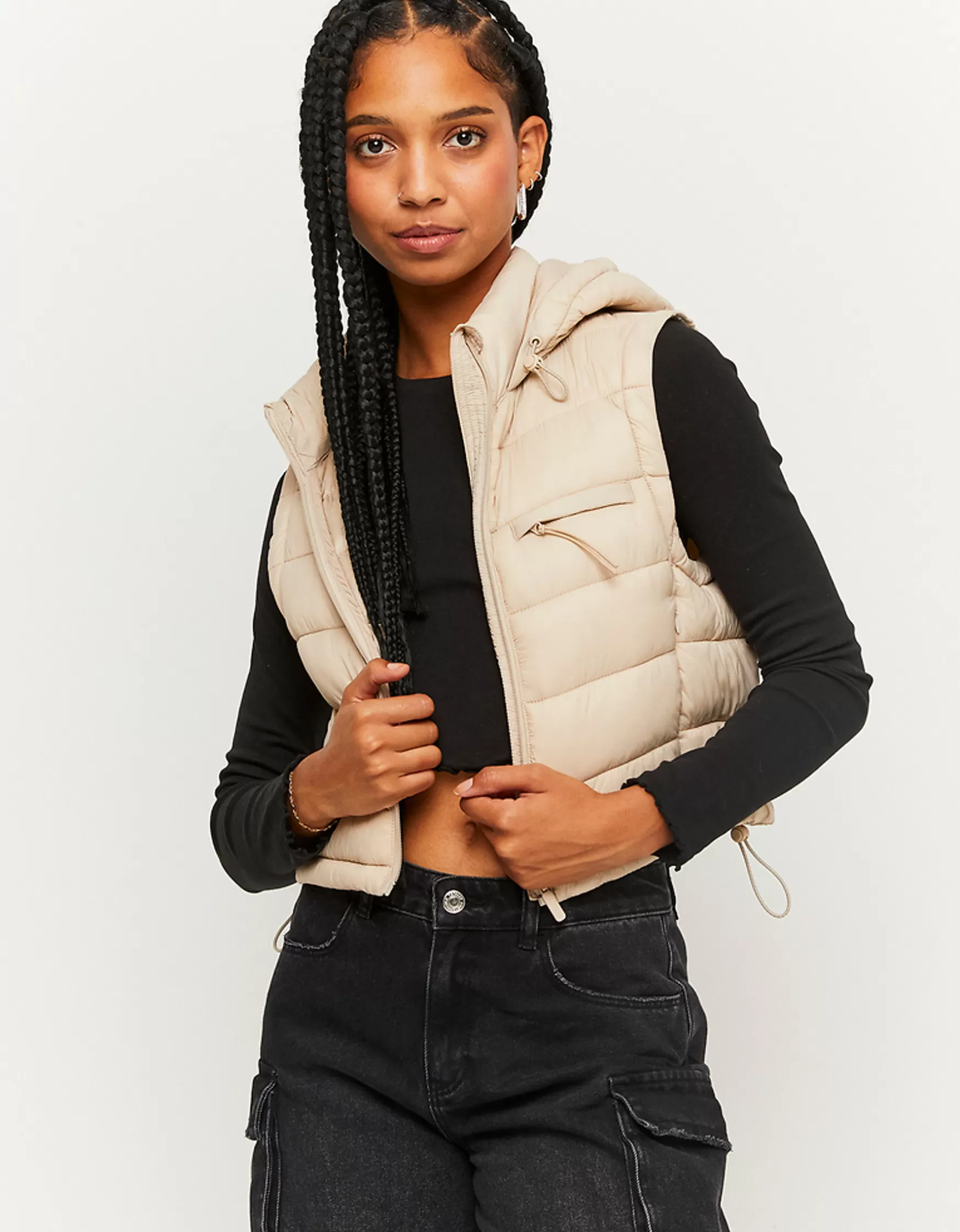 Fashion Doudoune légère sans manches beige Vestes