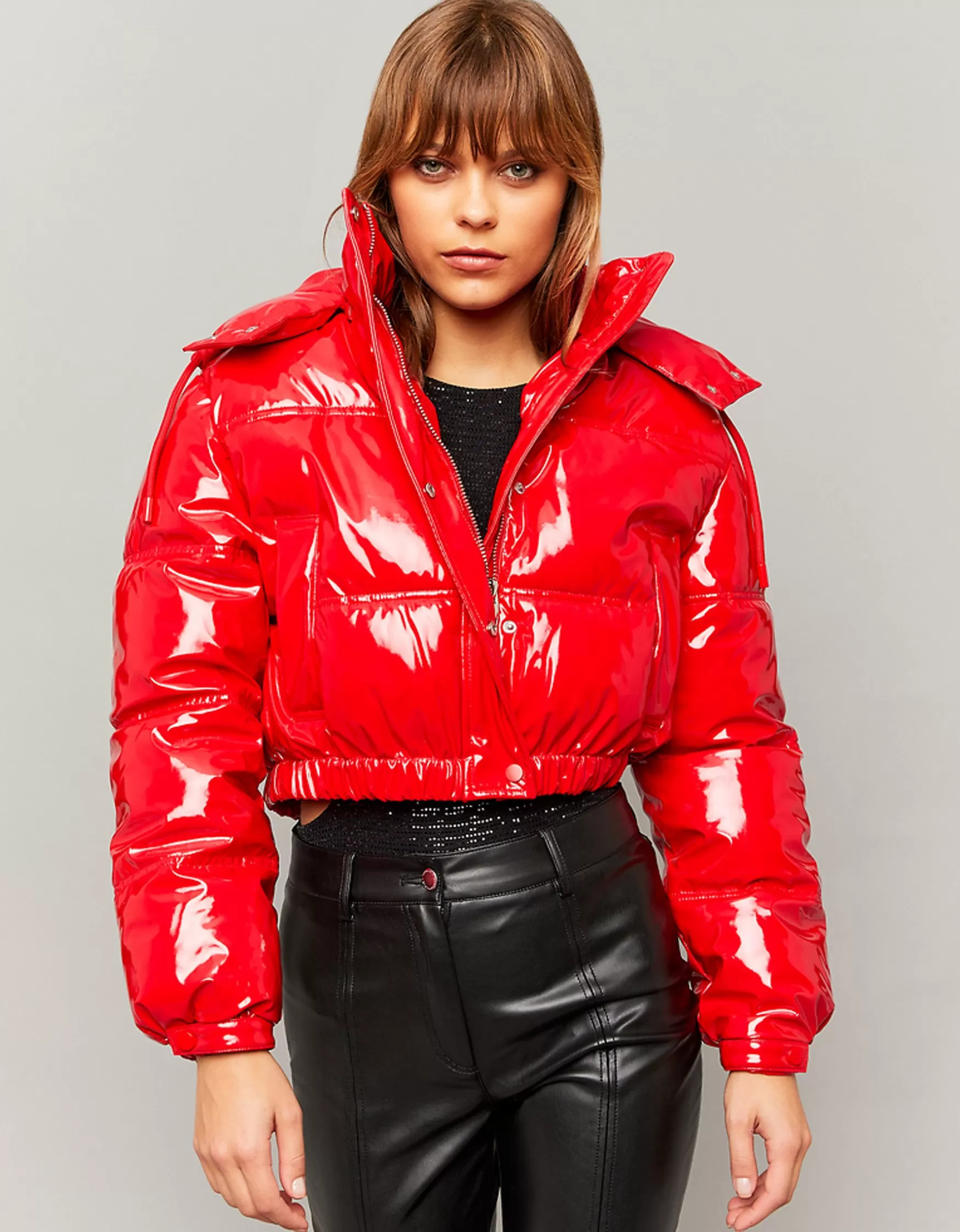 Store Doudoune rouge à effet vinyle brillant Vestes