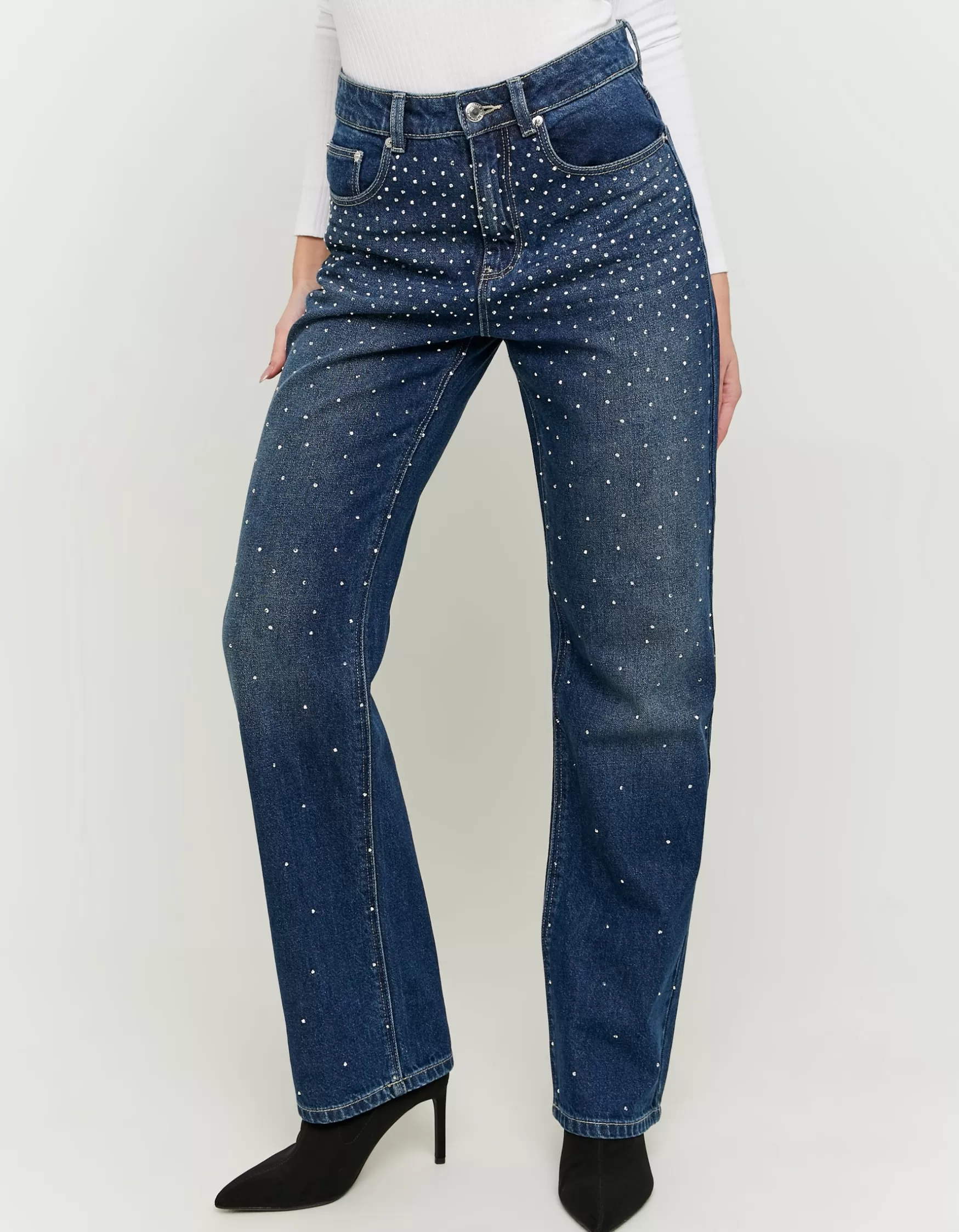 Online Jean Straight Leg avec Strass Jeans