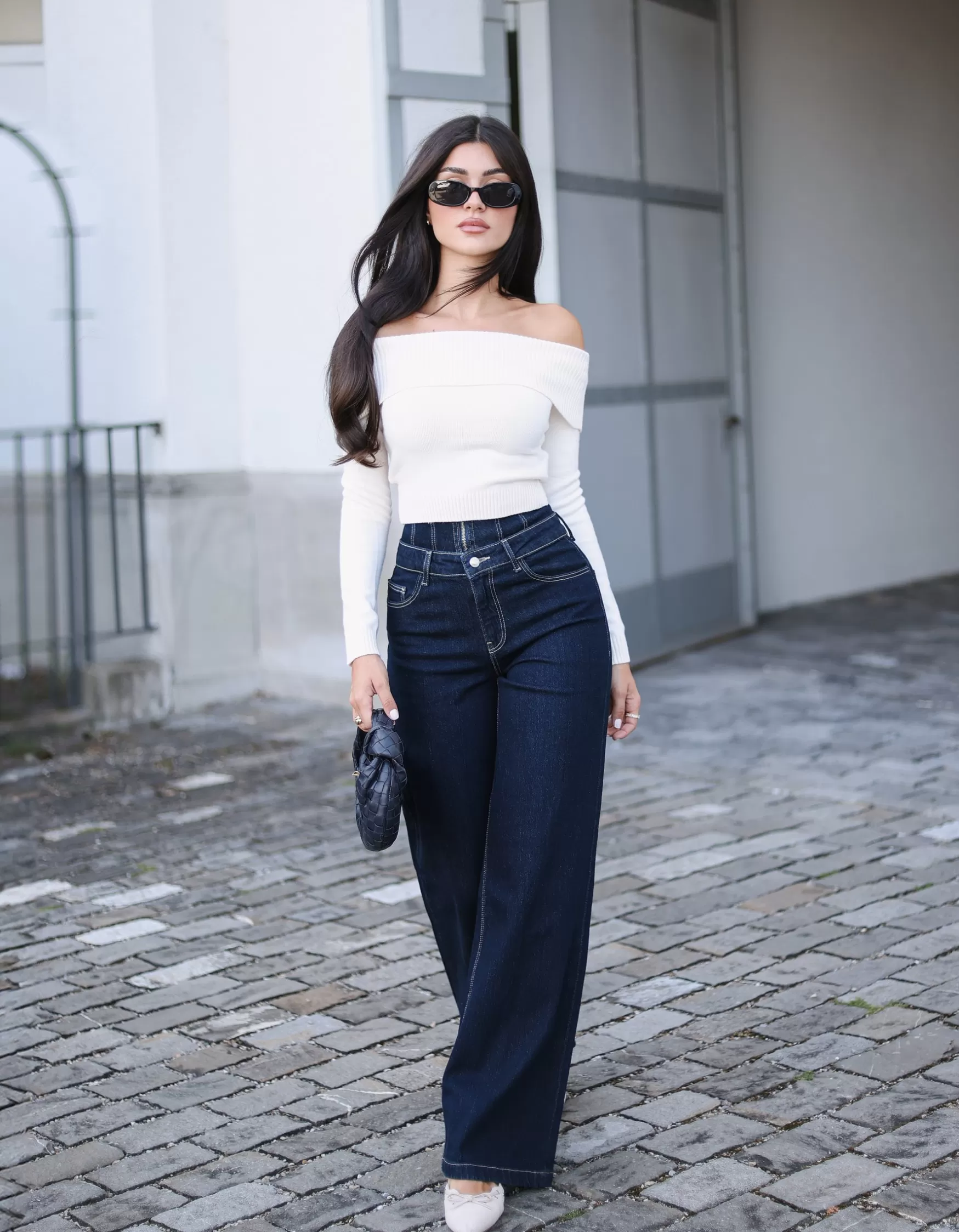 Hot Jean Brut Wide Leg avec Détail à la Taille Jeans