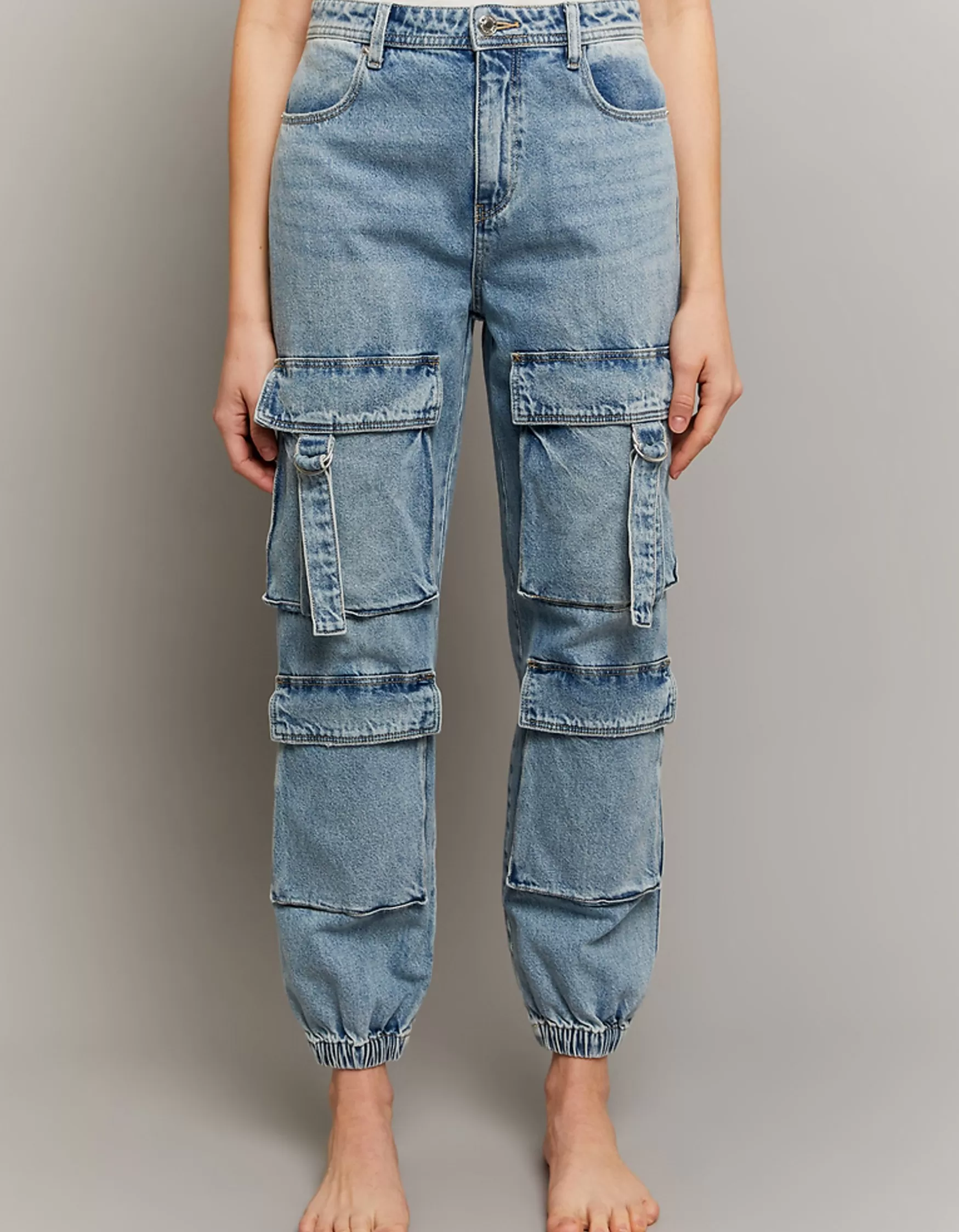 Shop Jean Cargo Jogger Taille Haute Jeans