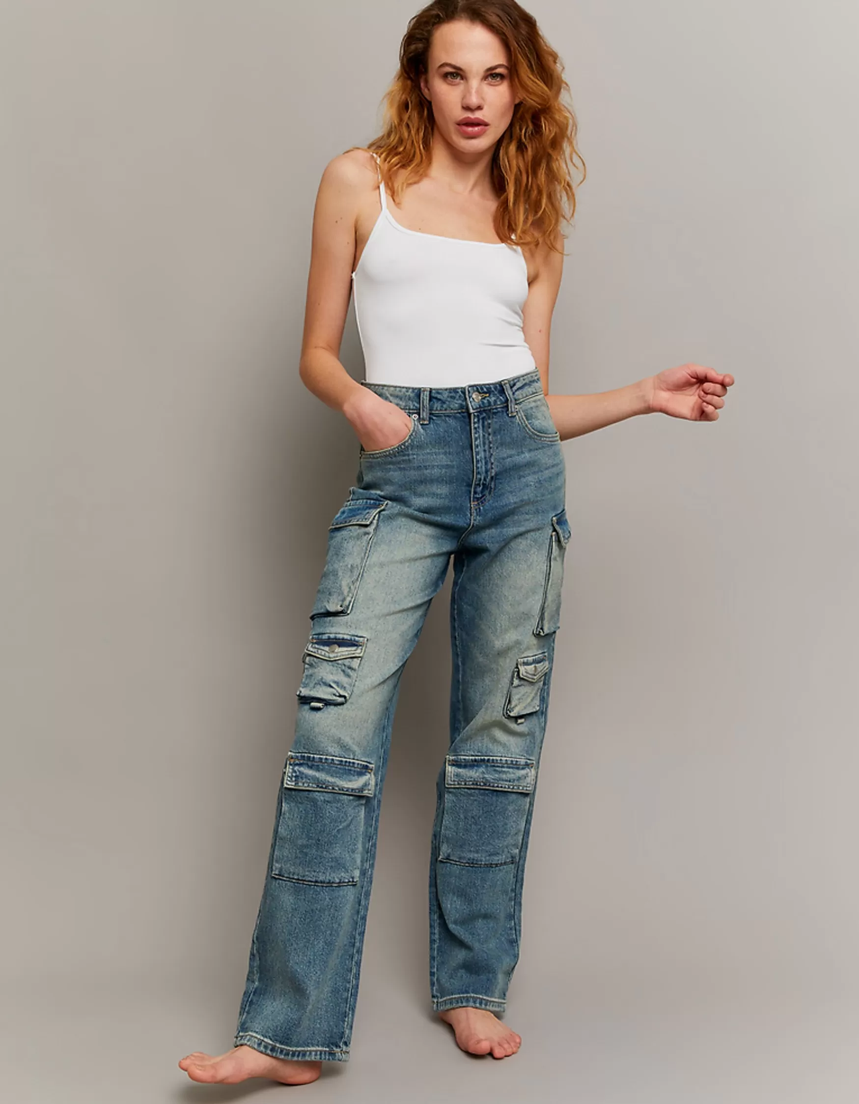 Online Jean Cargo Taille Mi-Haute Jeans | Cargo & Parachute