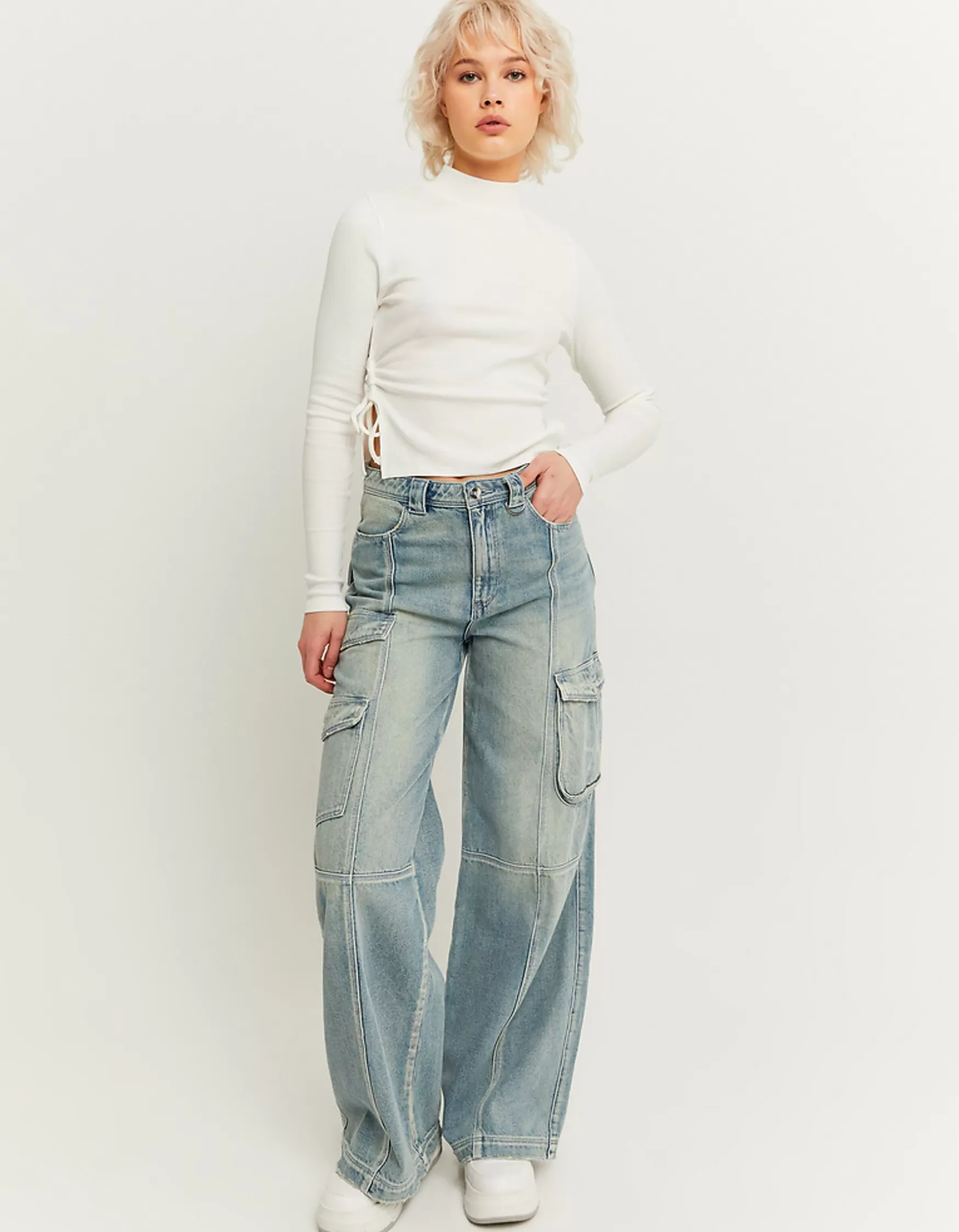 Sale Jean Cargo Wide Leg Taille Haute avec Détails Jeans | Cargo & Parachute