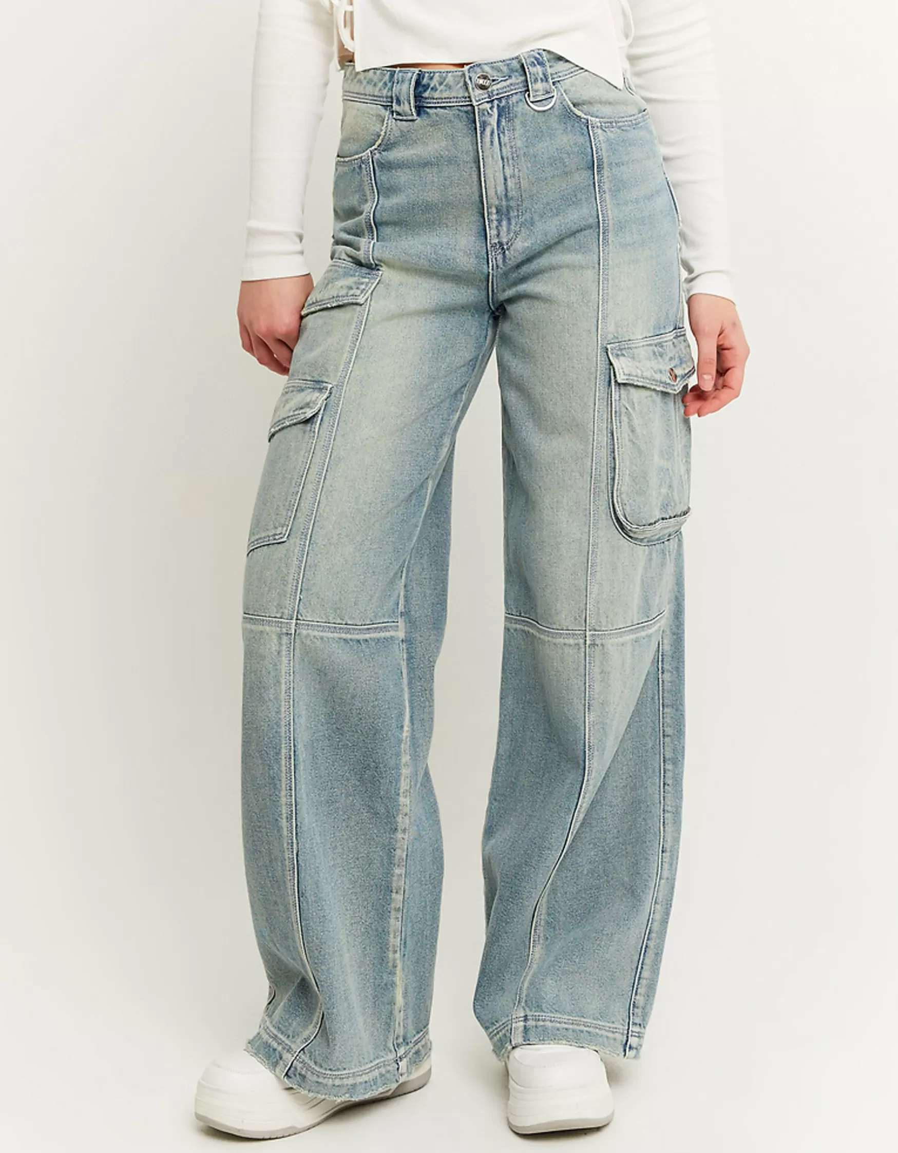 Sale Jean Cargo Wide Leg Taille Haute avec Détails Jeans | Cargo & Parachute