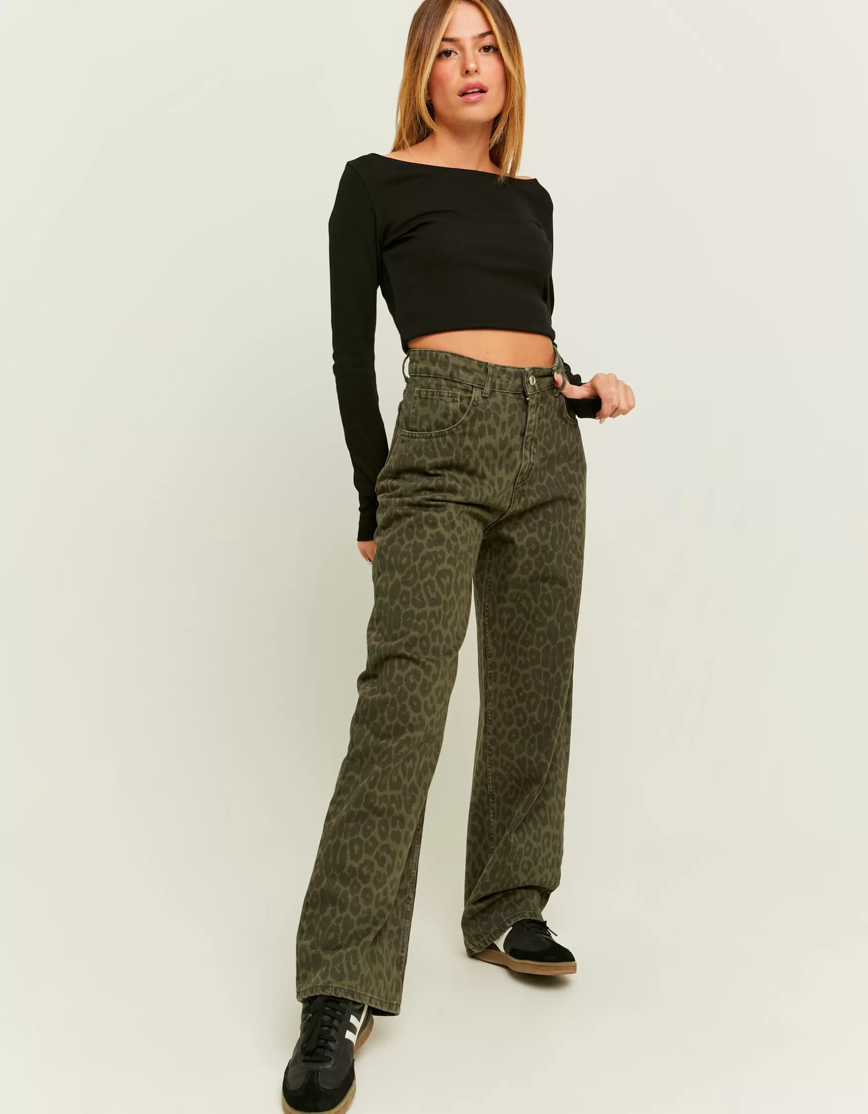 Online Jean Droit Imprimé Léopard Jeans