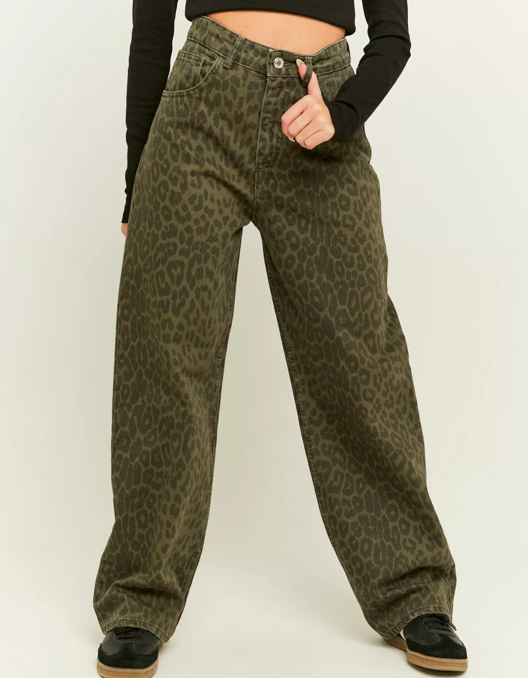 Online Jean Droit Imprimé Léopard Jeans