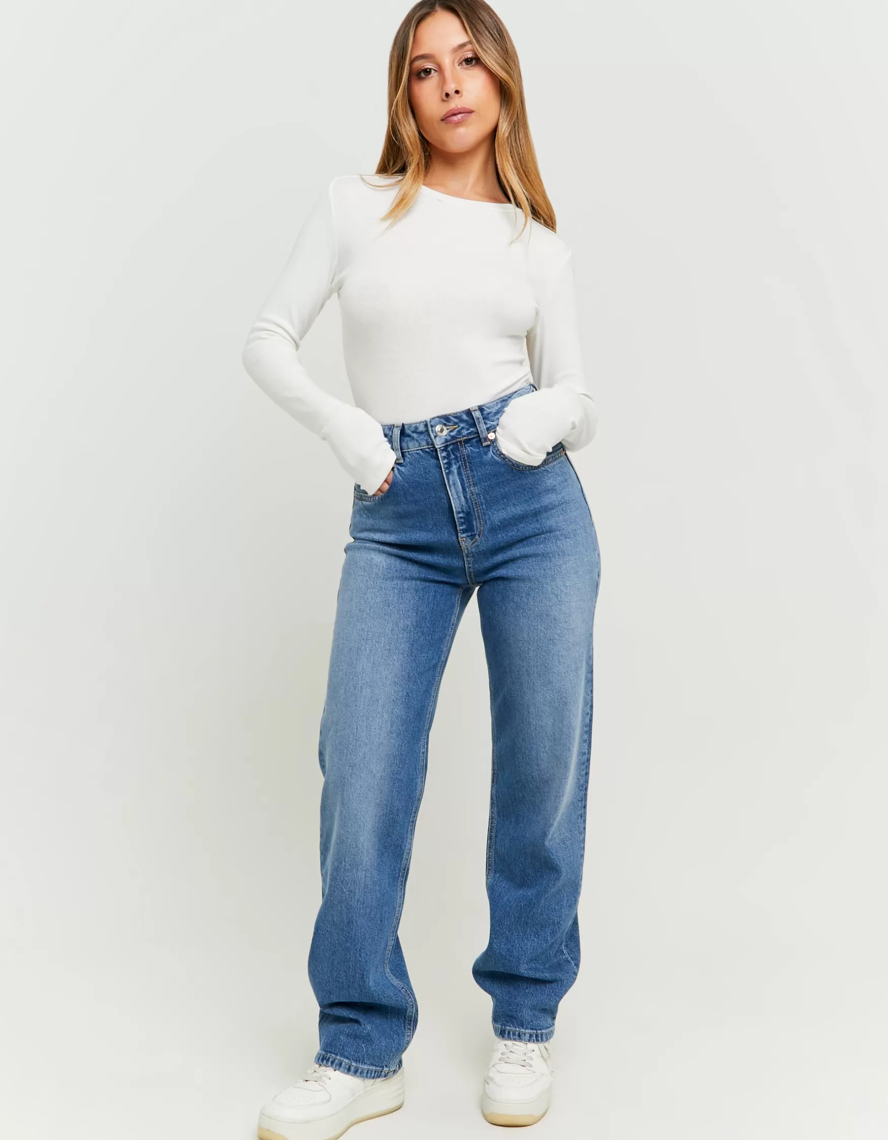 Online Jean Droit Taille Haute Jeans