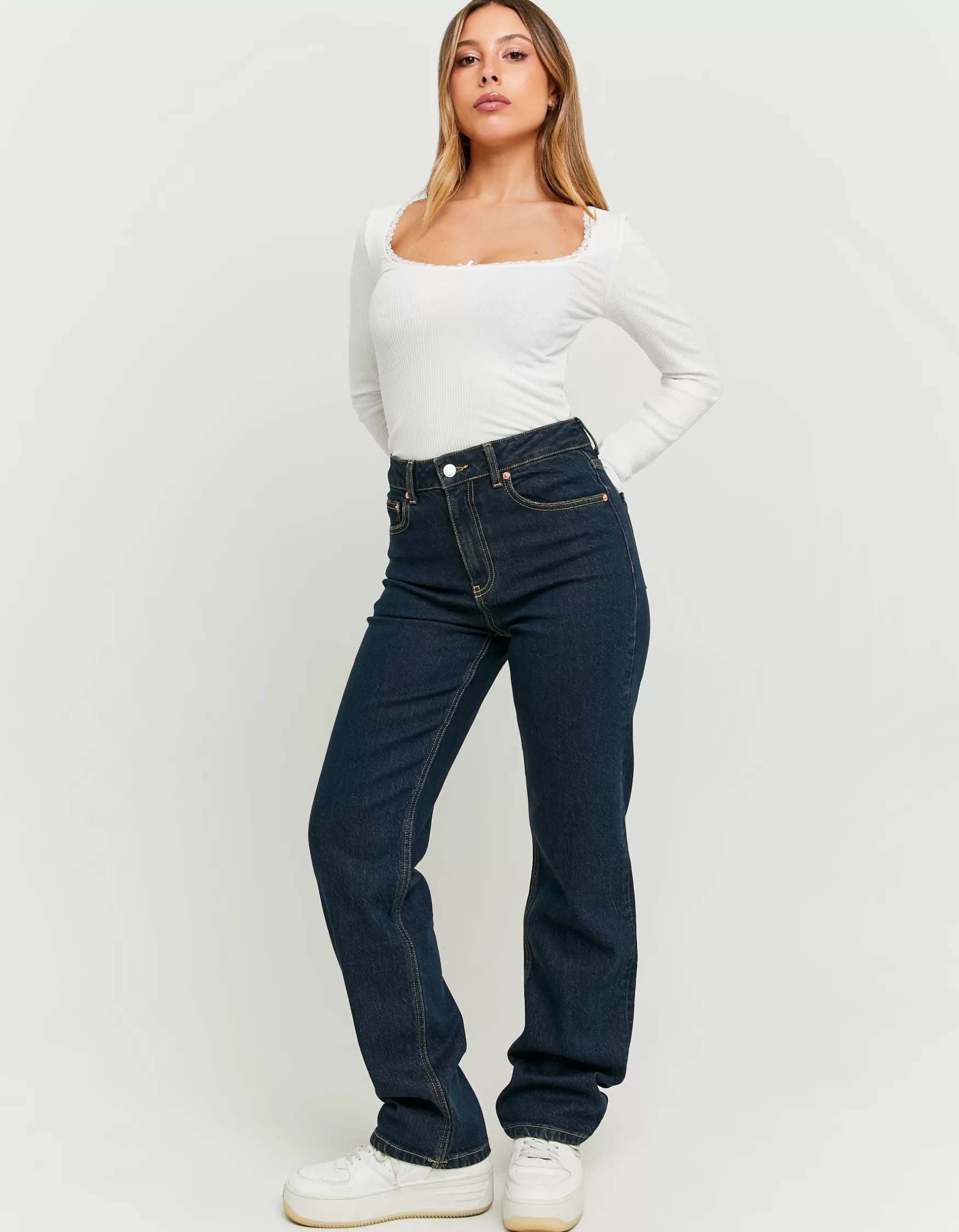 Sale Jean Droit Taille Haute Jeans