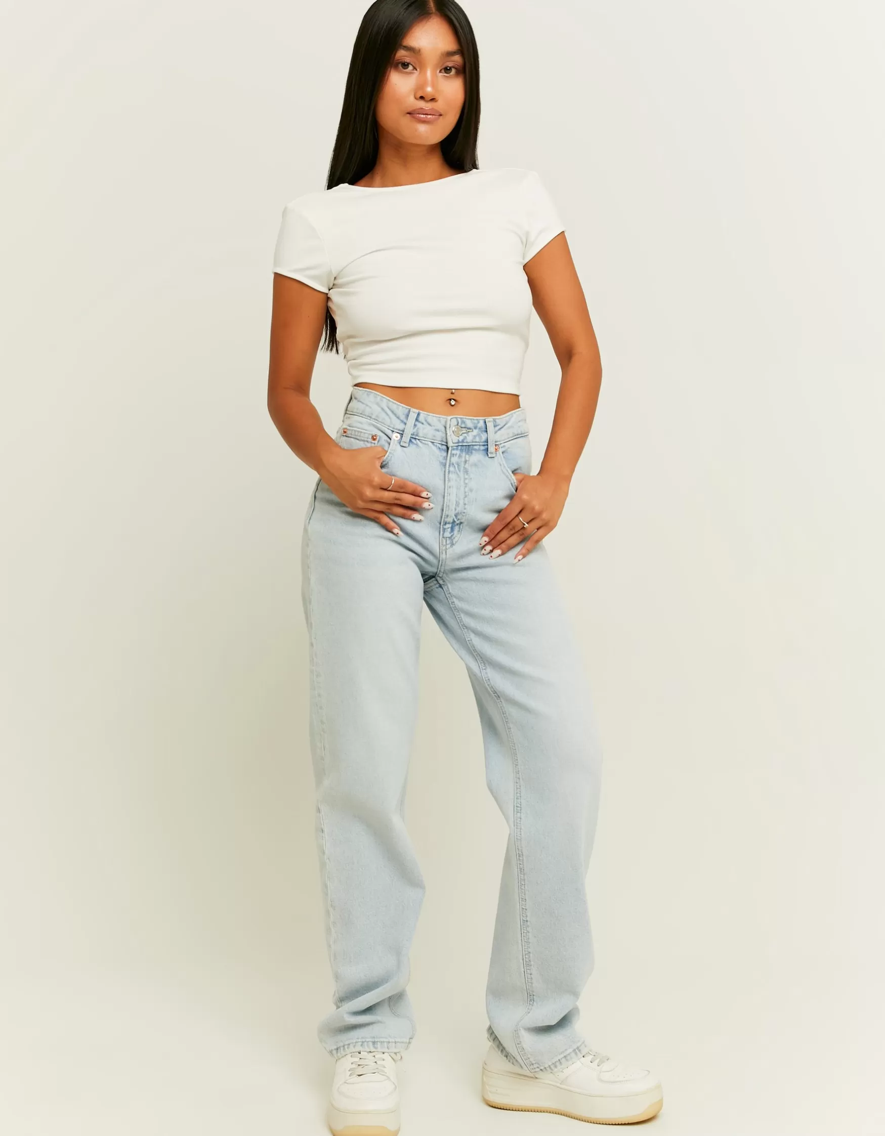 Flash Sale Jean Droit Taille Haute Jeans
