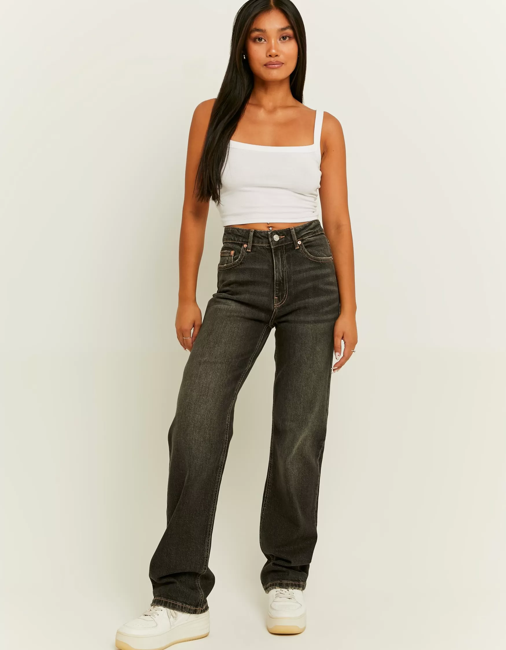 Online Jean Droit Taille Haute Jeans