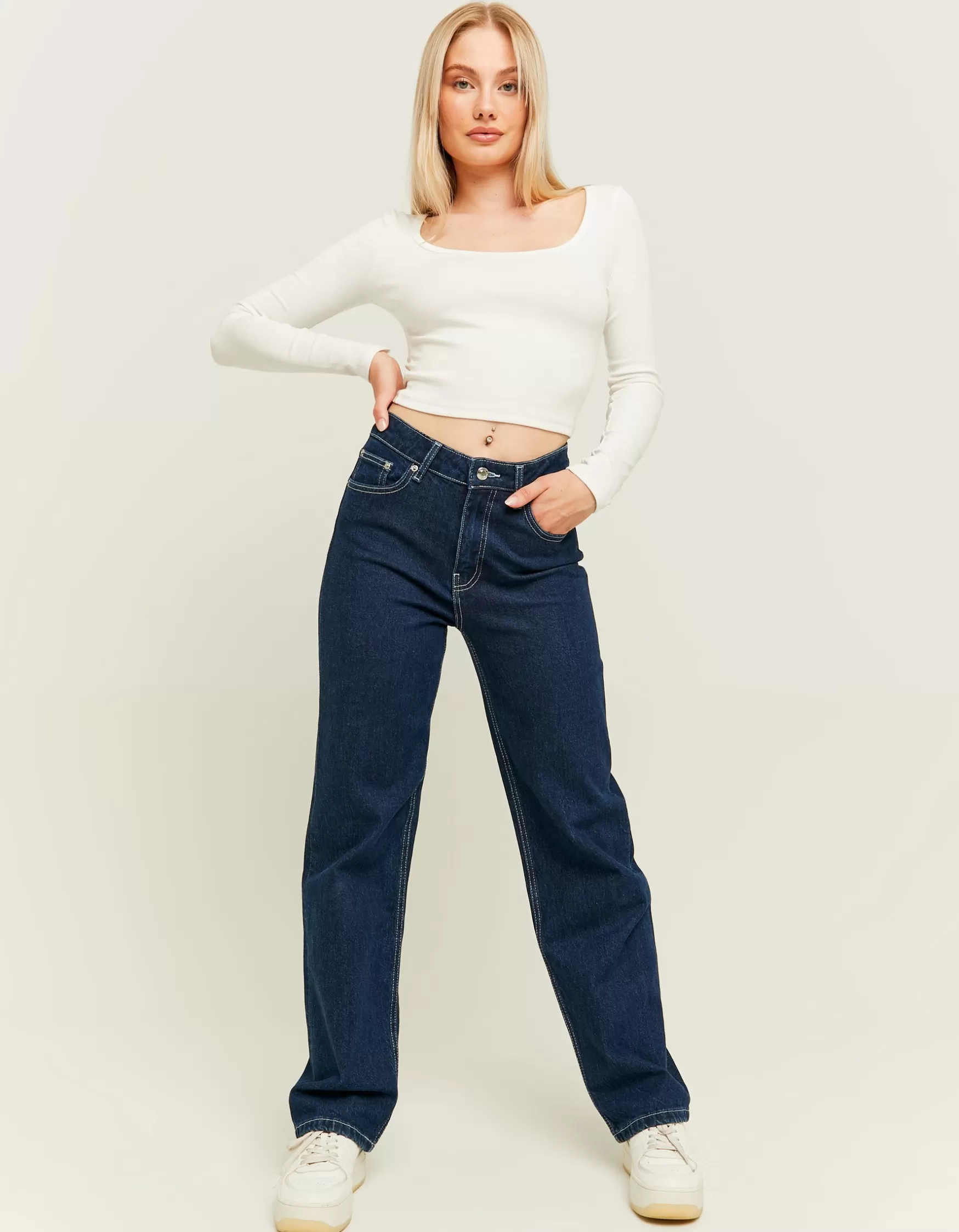 Shop Jean Droit Taille Haute Jeans
