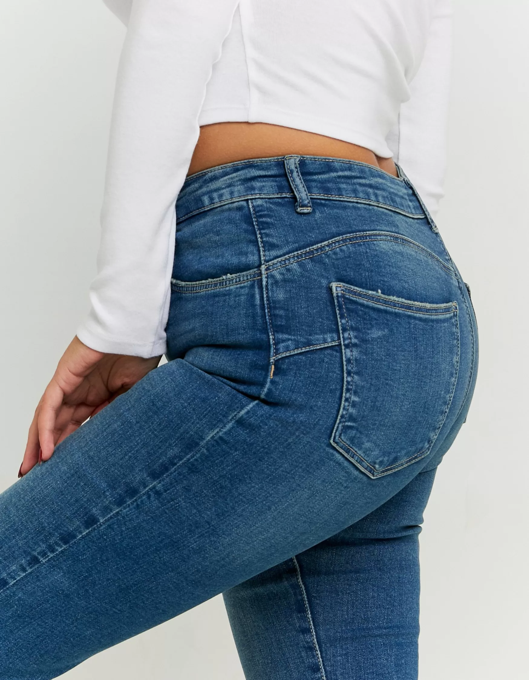 Cheap Jean Flare Push-Up Taille Mi-Haute Jeans