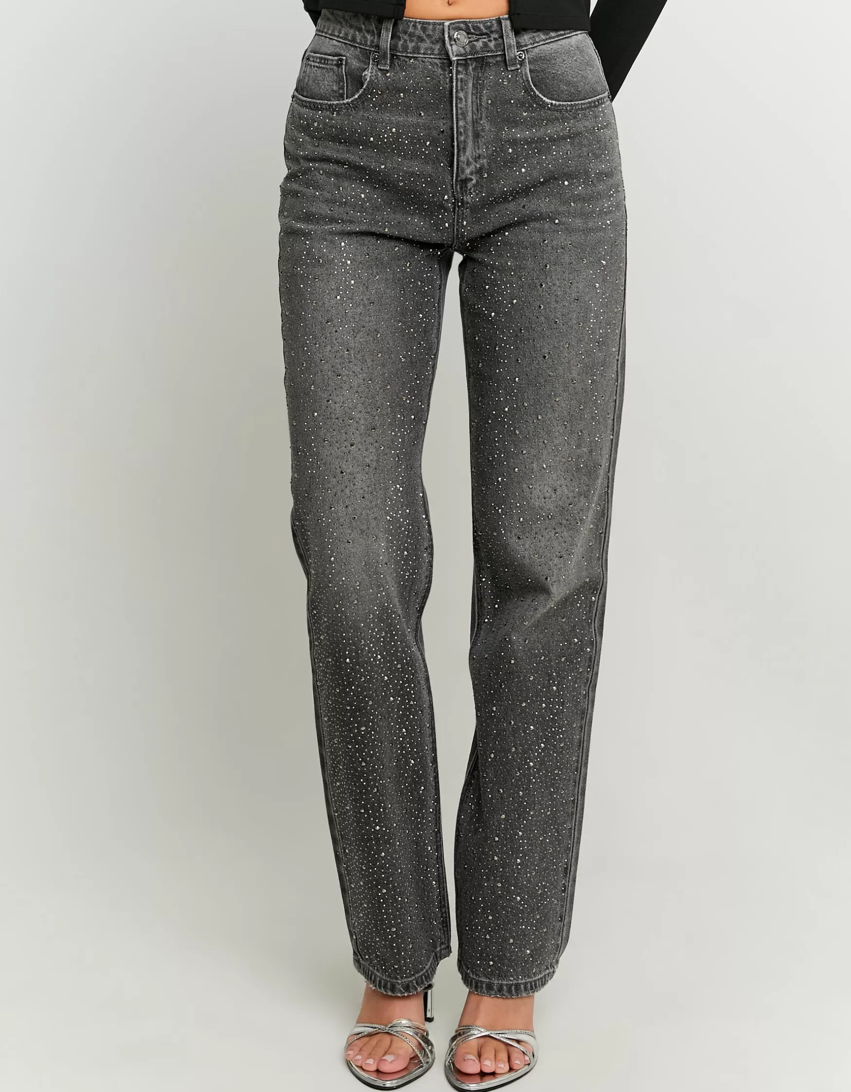 Online Jean Straight Leg avec Strass Jeans