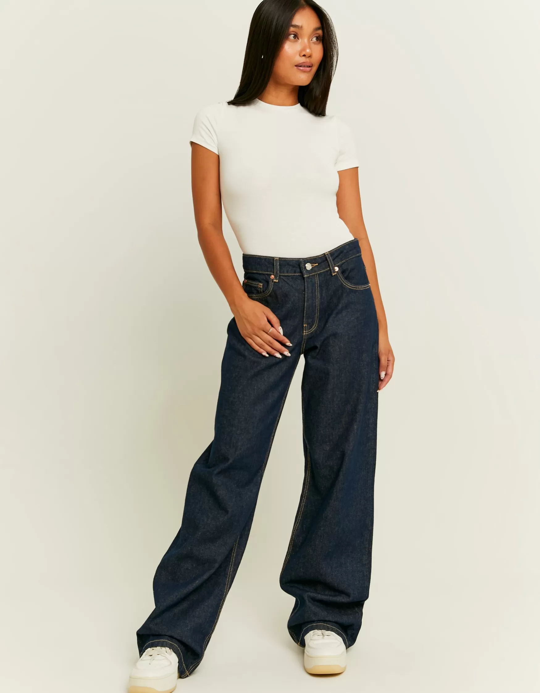 Cheap Jean Large Droit Délavage Brut Jeans