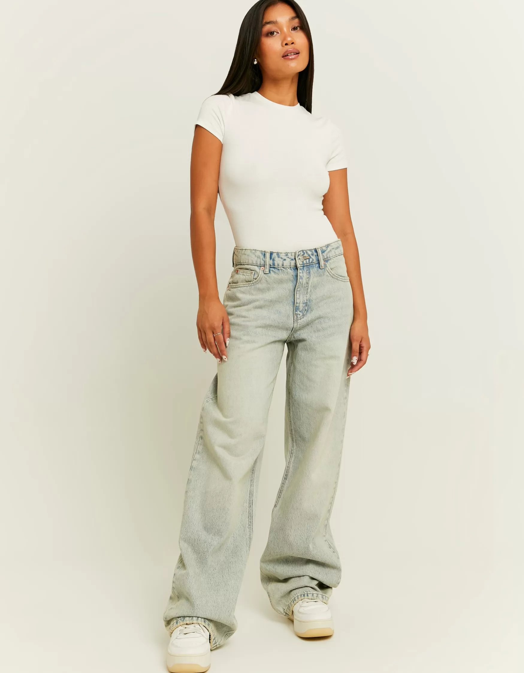 Outlet Jean Large Droit Délavage Clair Jeans