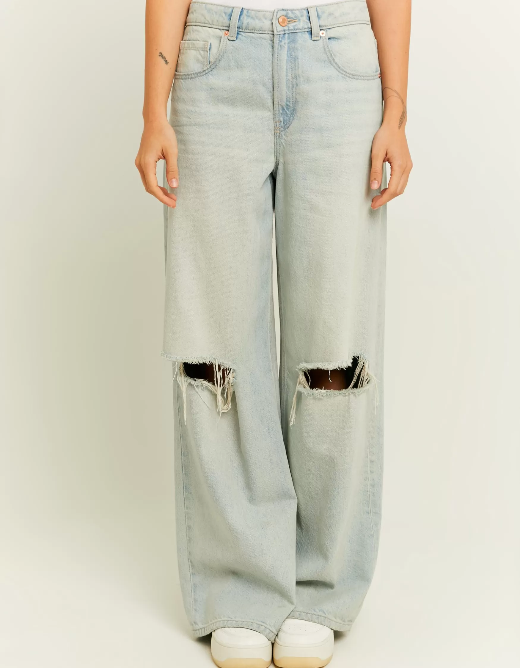 Best Sale Jean Palazzo Destroy Taille Mi-Haute Jeans