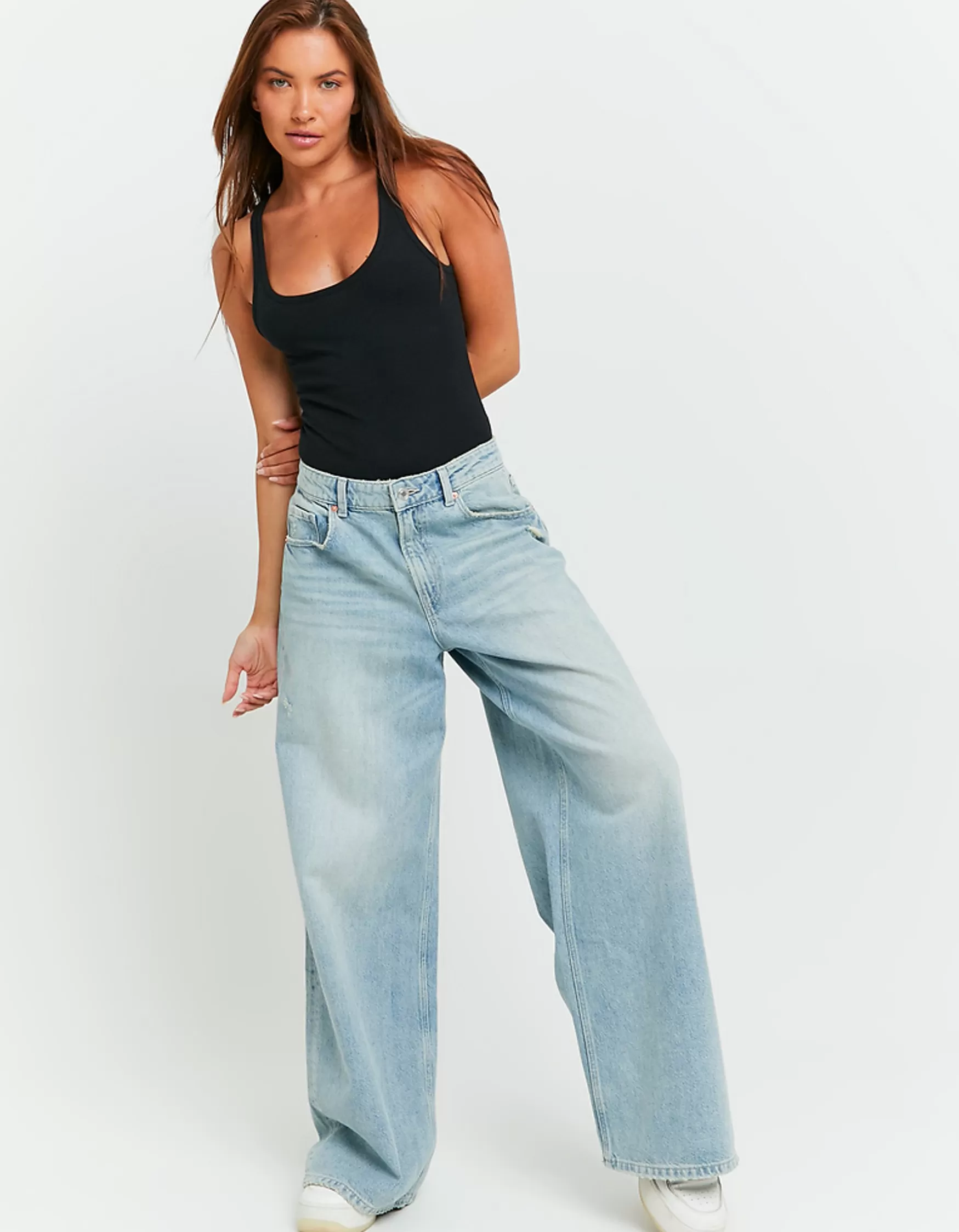 Hot Jean Palazzo Taille Mi-haute Jeans