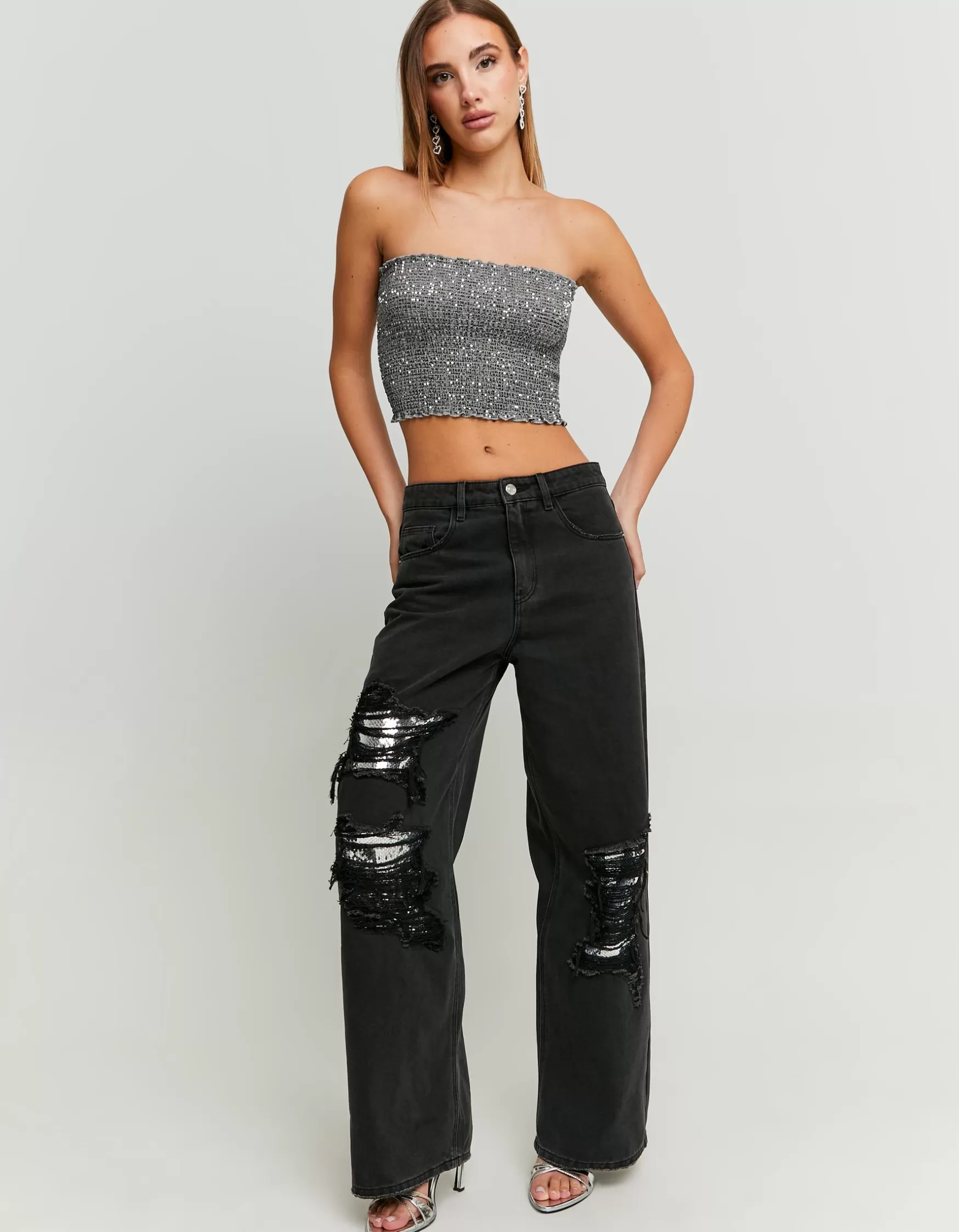 Cheap Jean Skater Destroy avec Sequins Jeans