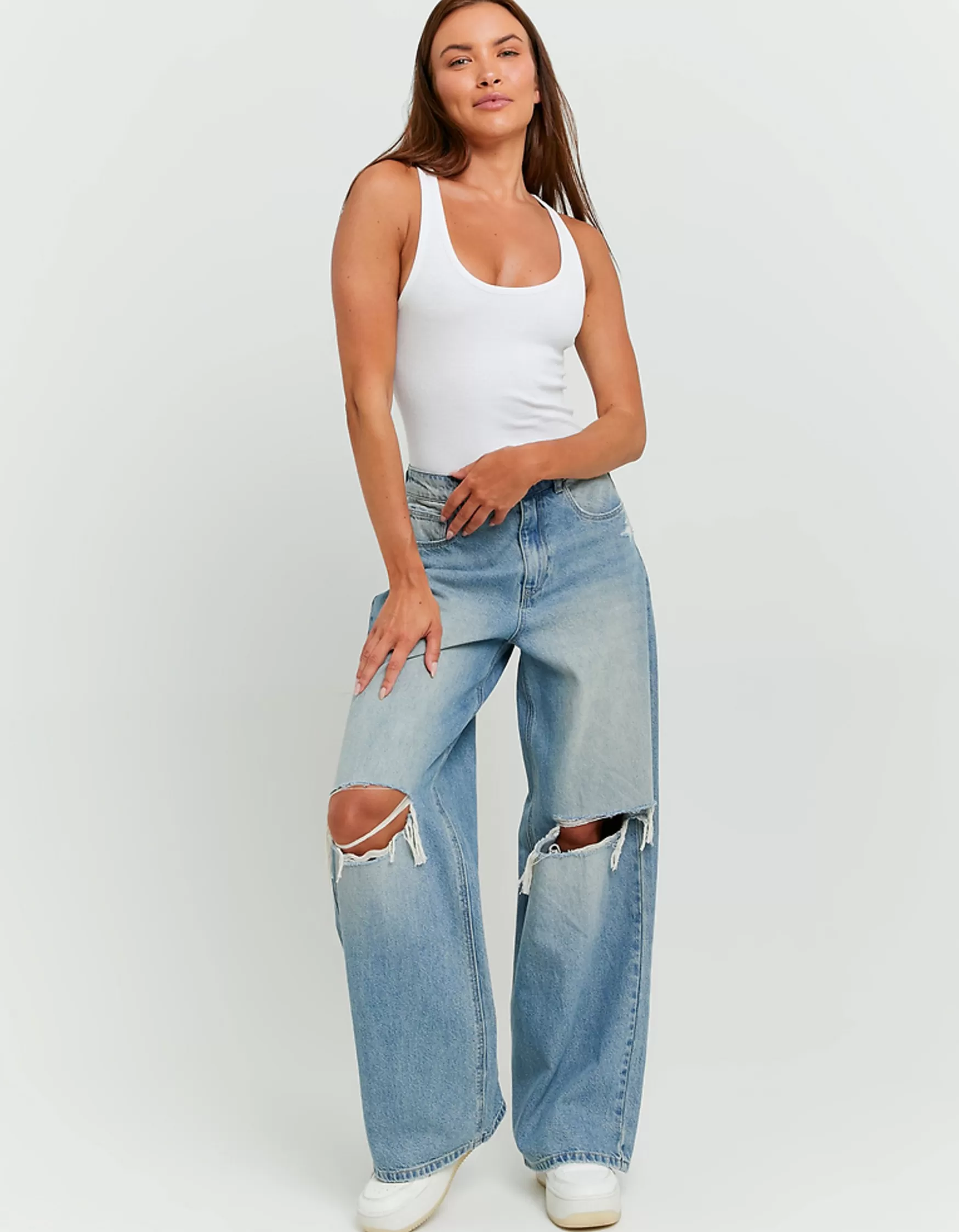 Best Sale Jean Skater Destroy Taille Mi-haute Jeans