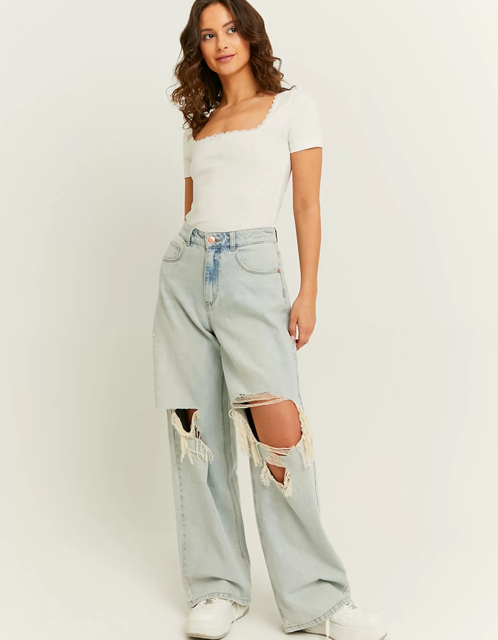 Shop Jean Skater Destroy Taille Mi-haute Jeans