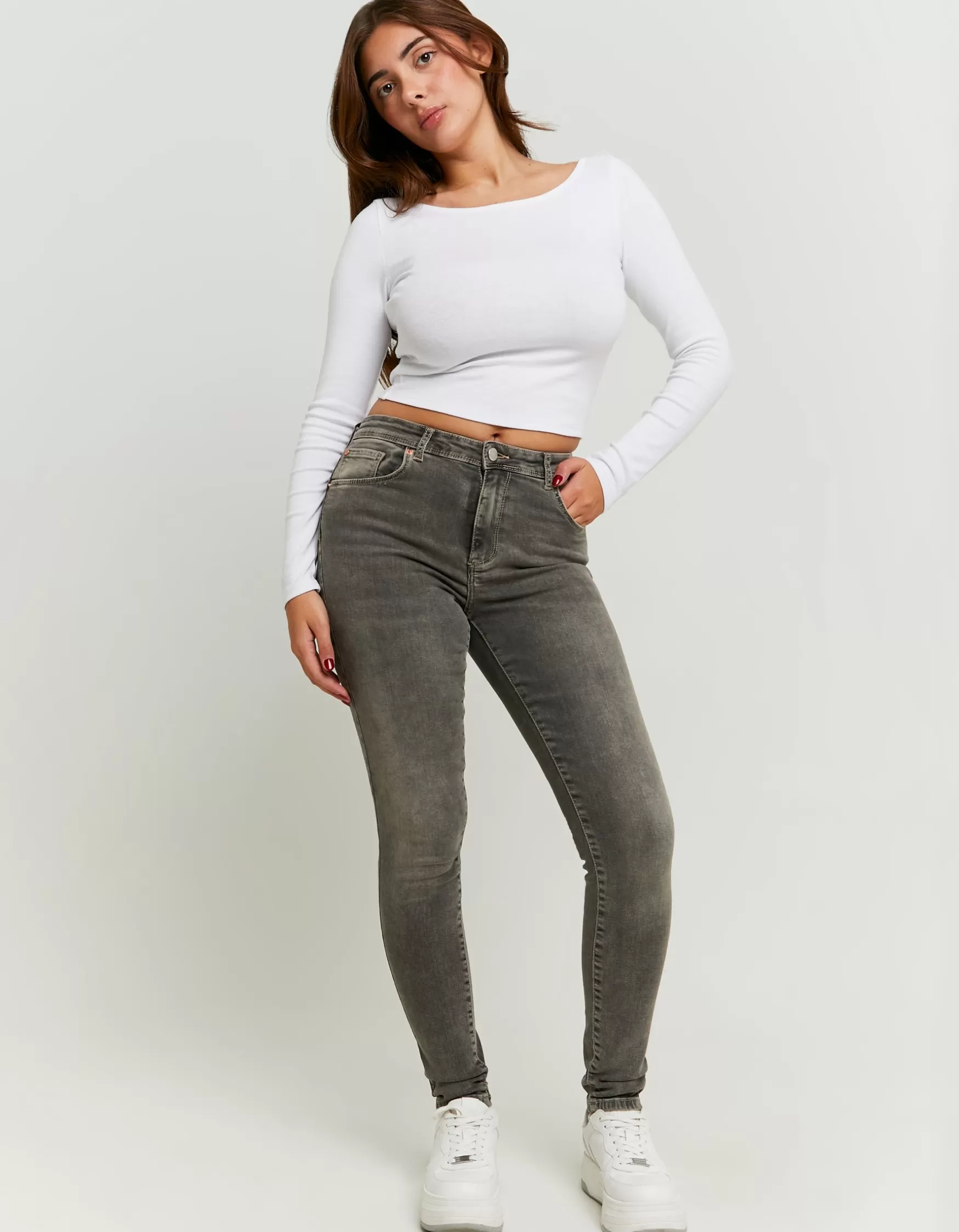 Clearance Jean Skinny Push-Up Taille Mi-Haute Jeans