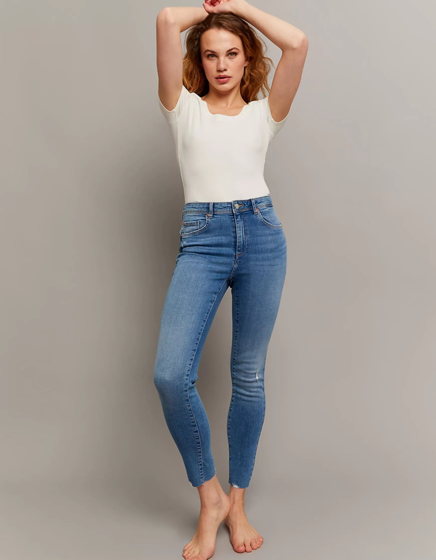 Online Jean Skinny Push-Up Taille Mi-Haute Jeans