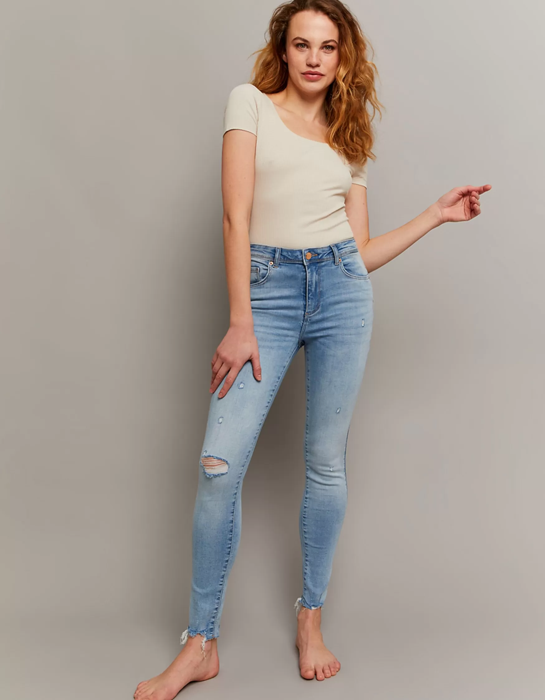 Best Sale Jean Skinny Push-Up Taille Mi-Haute Jeans