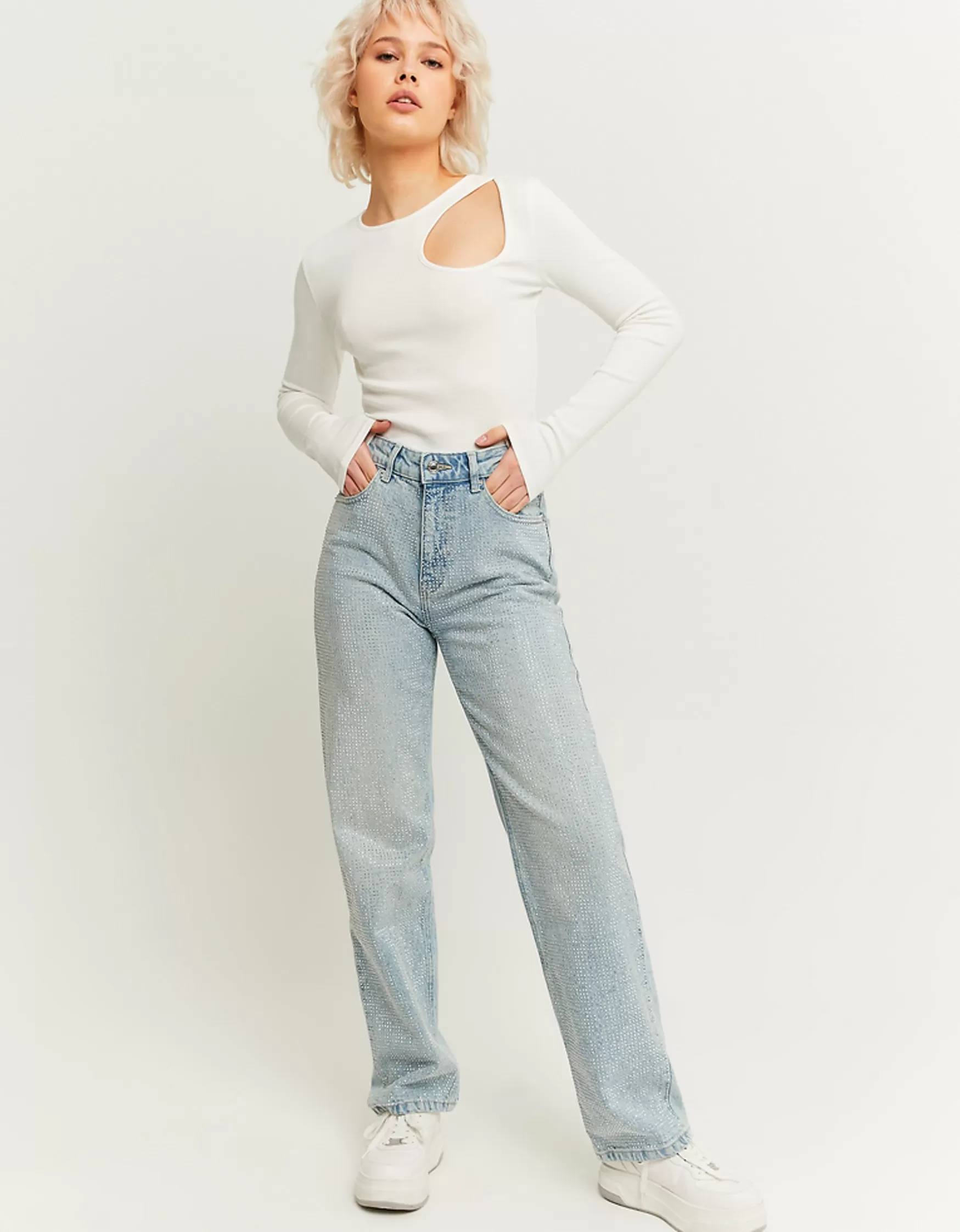 Online Jean Straight avec strass Jeans