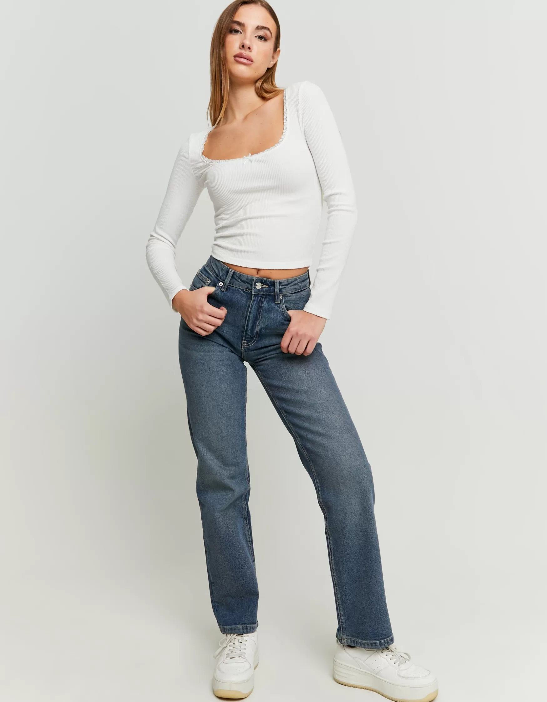 Cheap Jean Straight Taille Haute Jeans