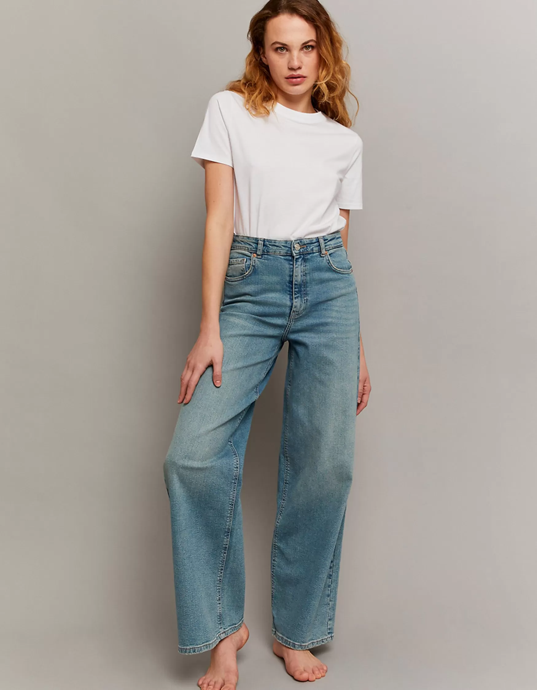 Cheap Jean Wide Leg Taille Haute Jeans