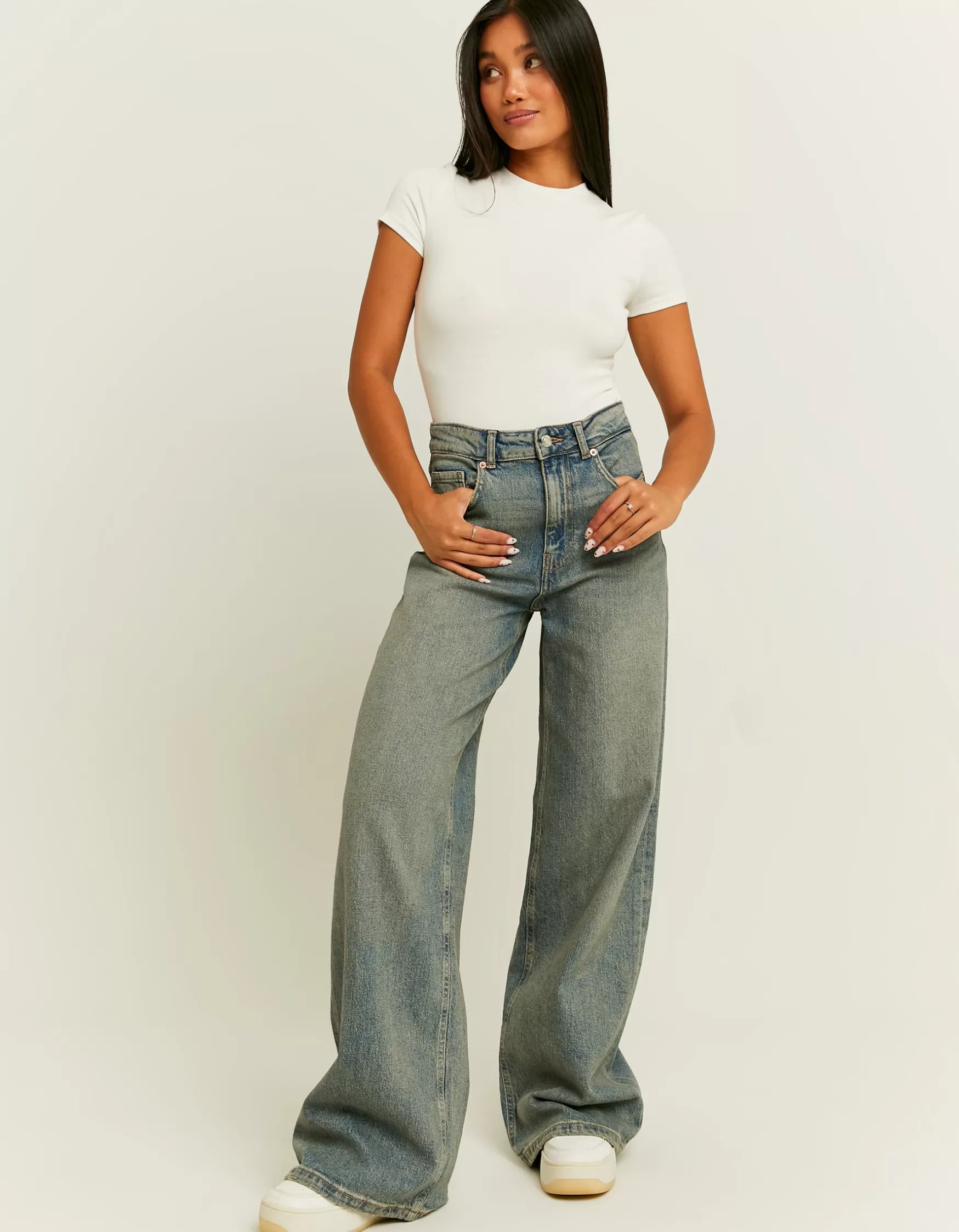 Best Sale Jean Wide Leg Taille Haute Jeans