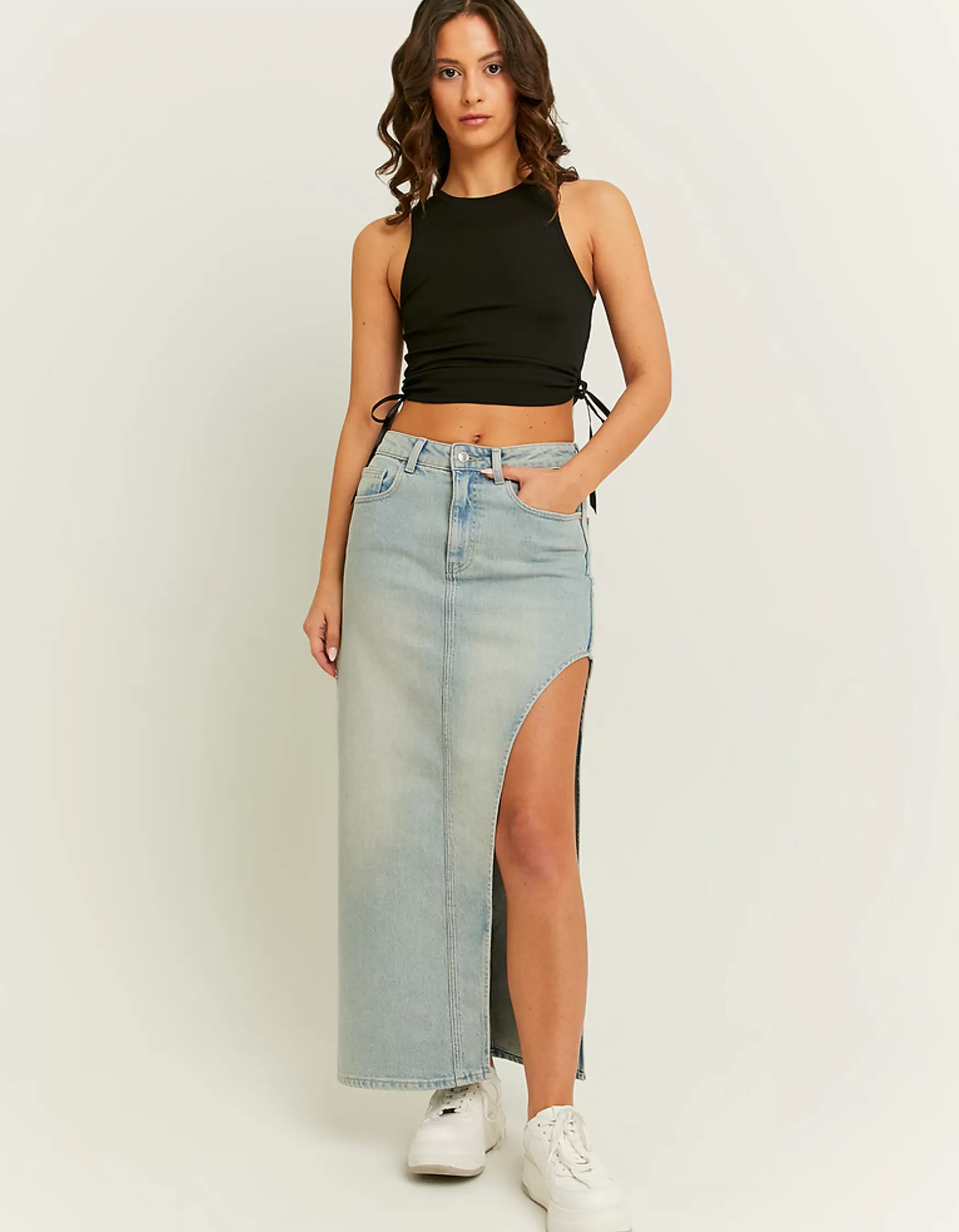 Clearance Jupe Droite Taille Haute avec Fente Latérale Jupes
