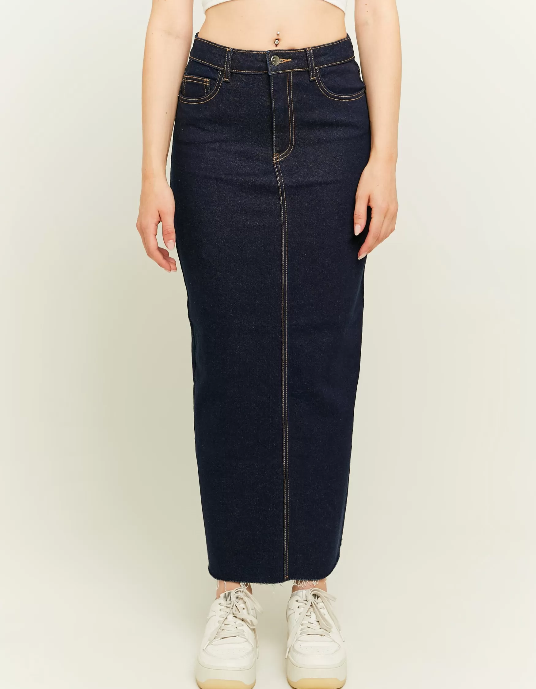 Fashion Jupe Longue en Jean Foncé Jupes