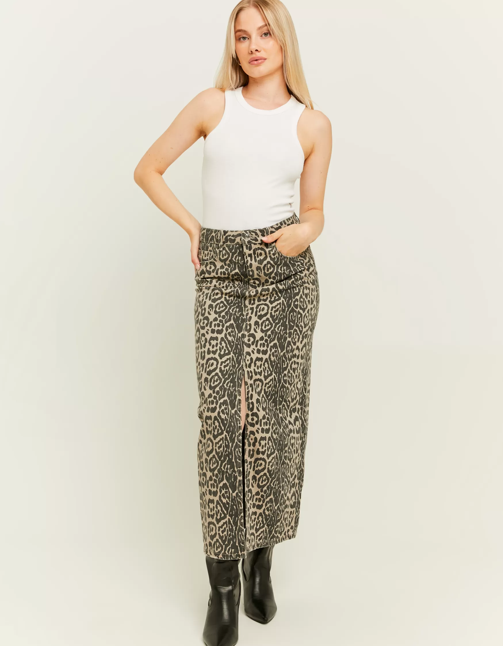 Flash Sale Jupe Longue en Jean Imprimé Léopard Jupes