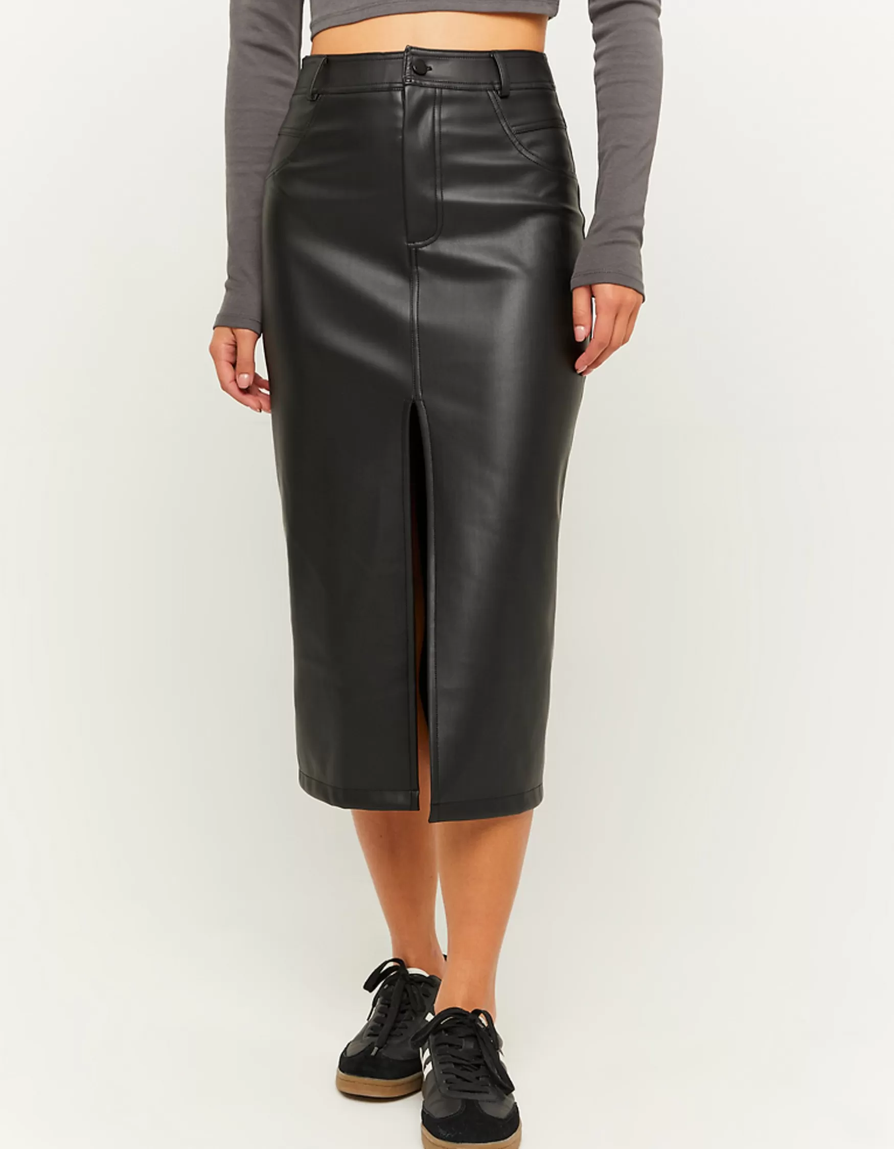 Hot Jupe Midi en similicuir e Jupes