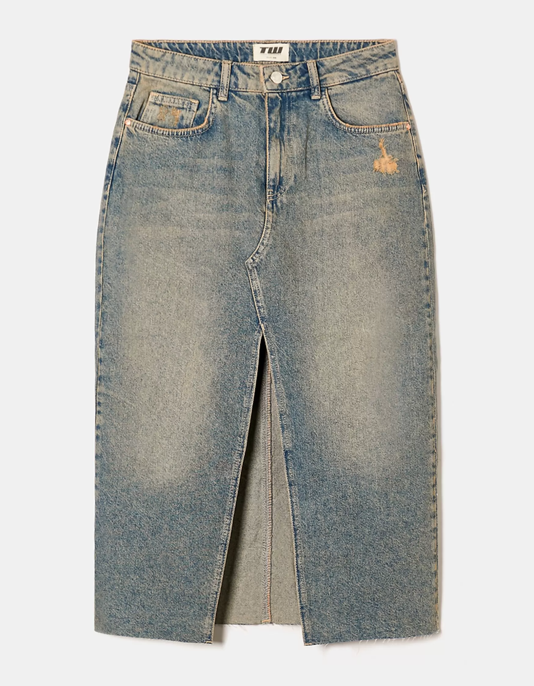 Cheap Jupe midi taille haute avec fente frontale Jupes